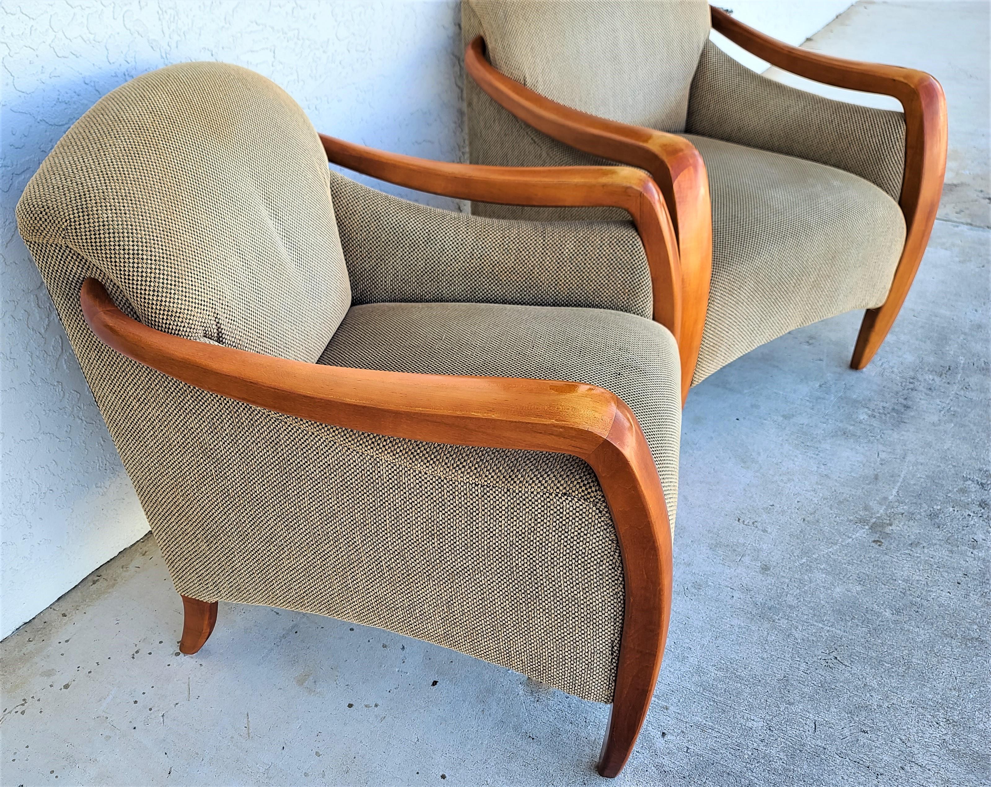 Spectacular Pair of Mid-Century Modern Upholstered Lounge Chairs 2