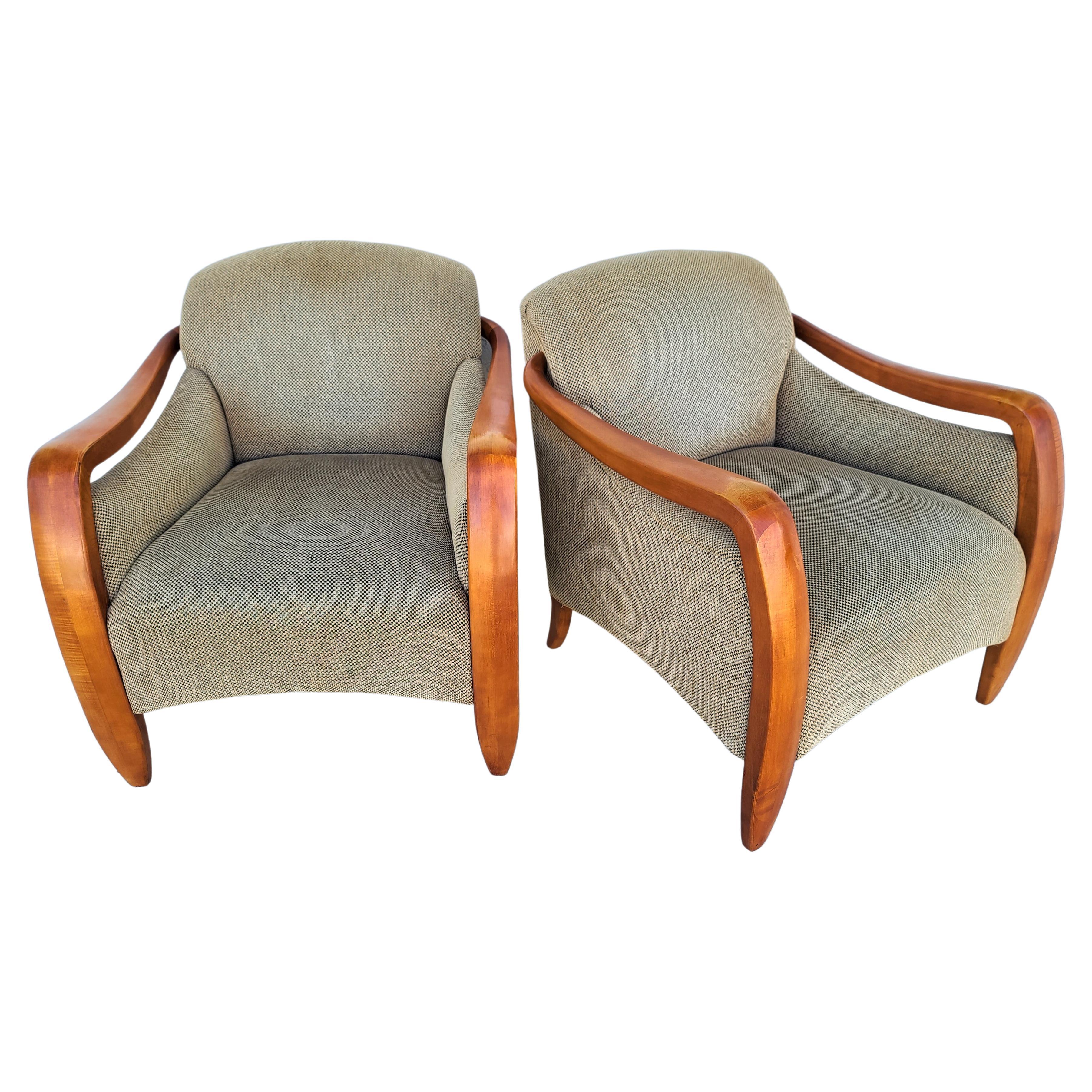 Spectacular Pair of Mid-Century Modern Upholstered Lounge Chairs