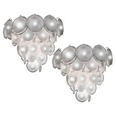 Spectacular Pair of Murano Disc Chandeliers by Vistosi, 1970s