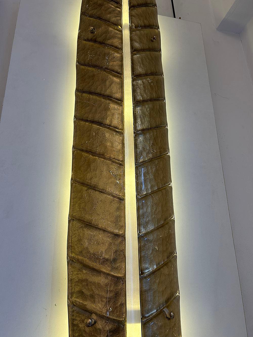 Spettacolare coppia di lampade da parete in vetro di Murano con foglie d'oro in vendita 4