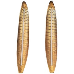 Spectacular Pair of Murano Glass Gold Leaves Wall Sconces