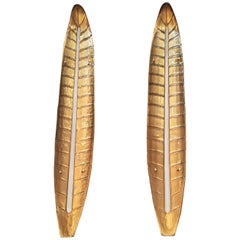 Spectacular Pair of Murano Glass Gold Leaves Wall Sconces