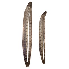 Spectacular Pair of Murano Glass Silver-light pink Leaves Wall Sconces