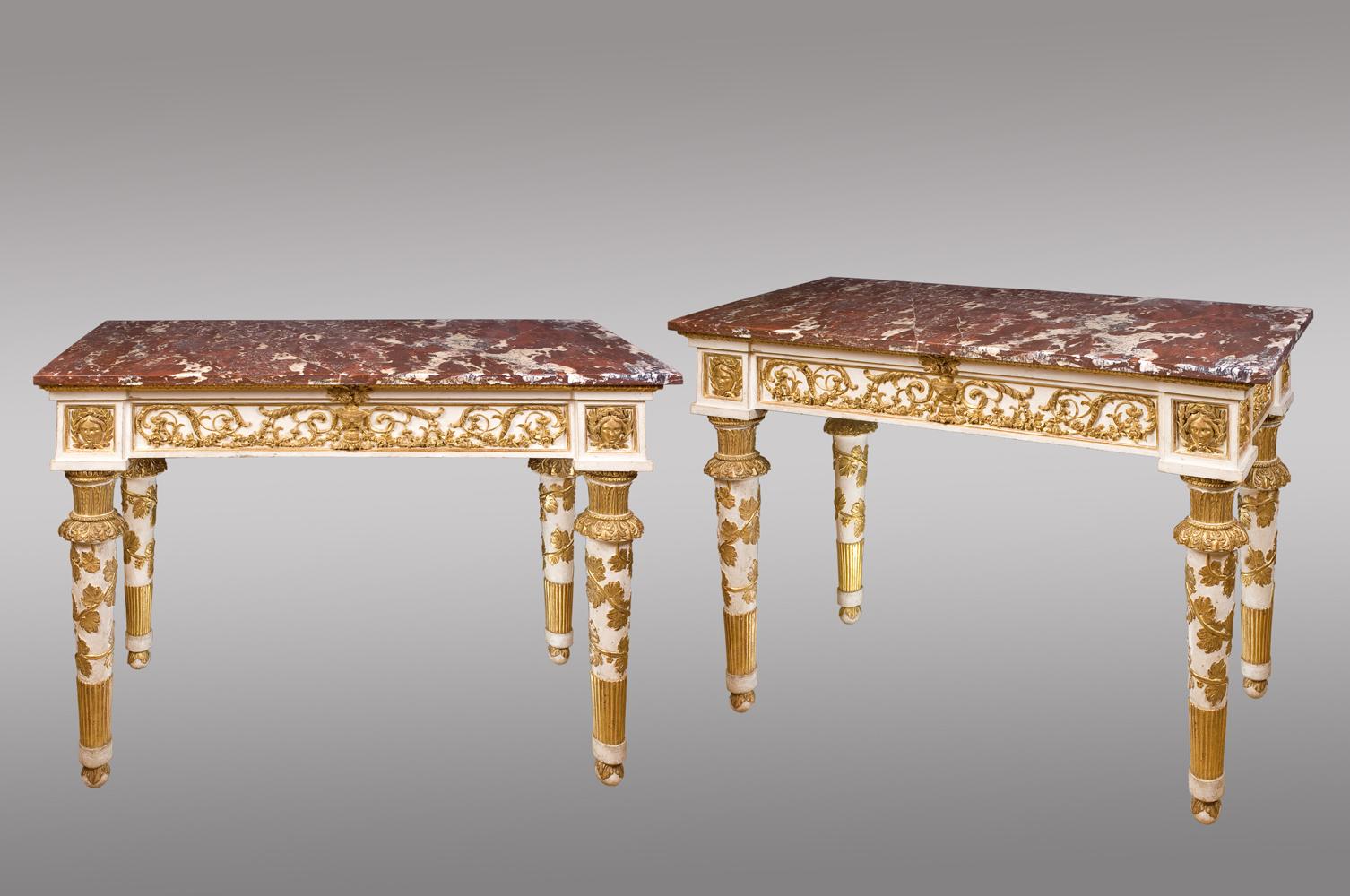 Early 19th Century Spectacular Pair of Neapolitan Consoles. circa 1810 For Sale