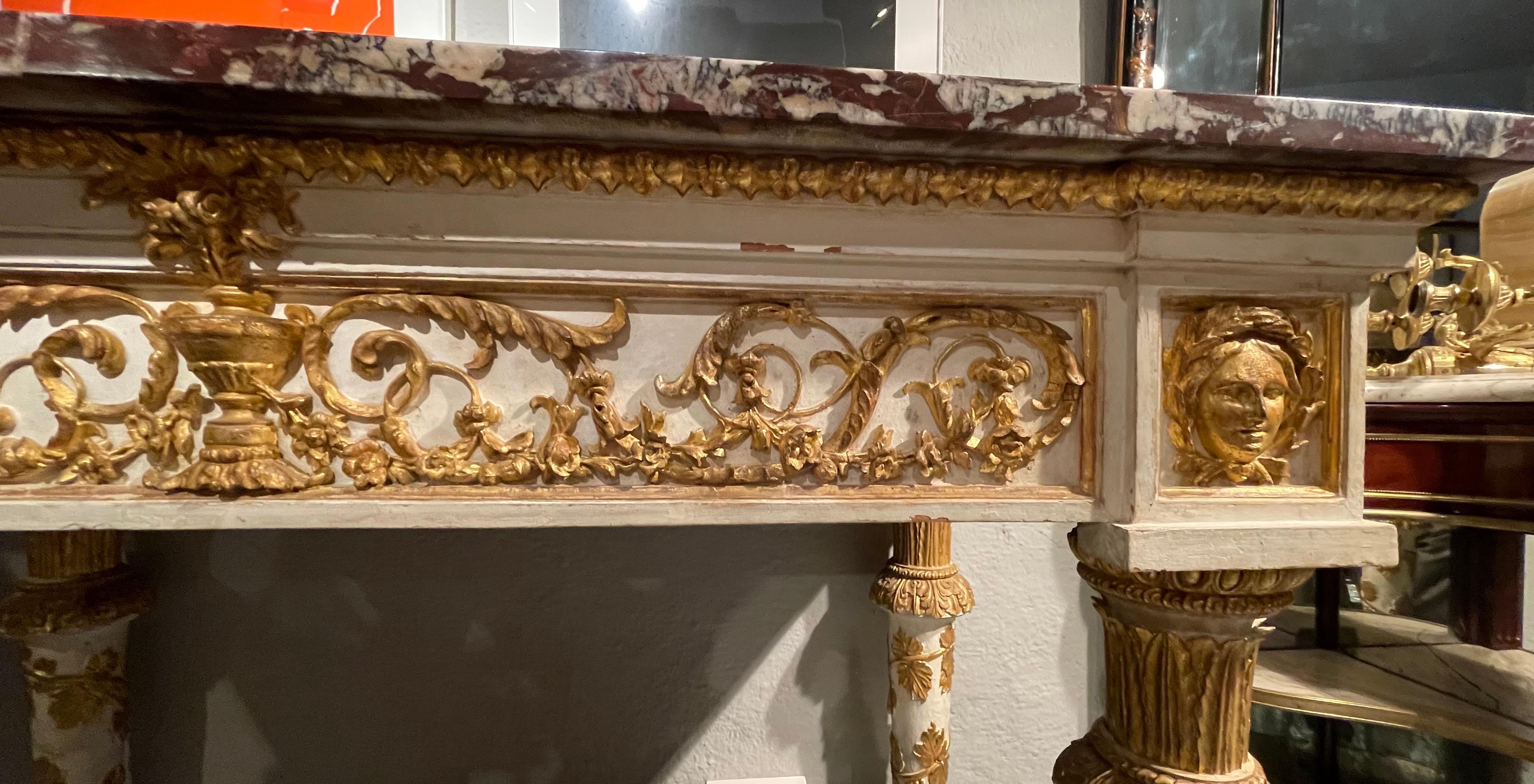 Marble Spectacular Pair of Neapolitan Consoles. circa 1810 For Sale