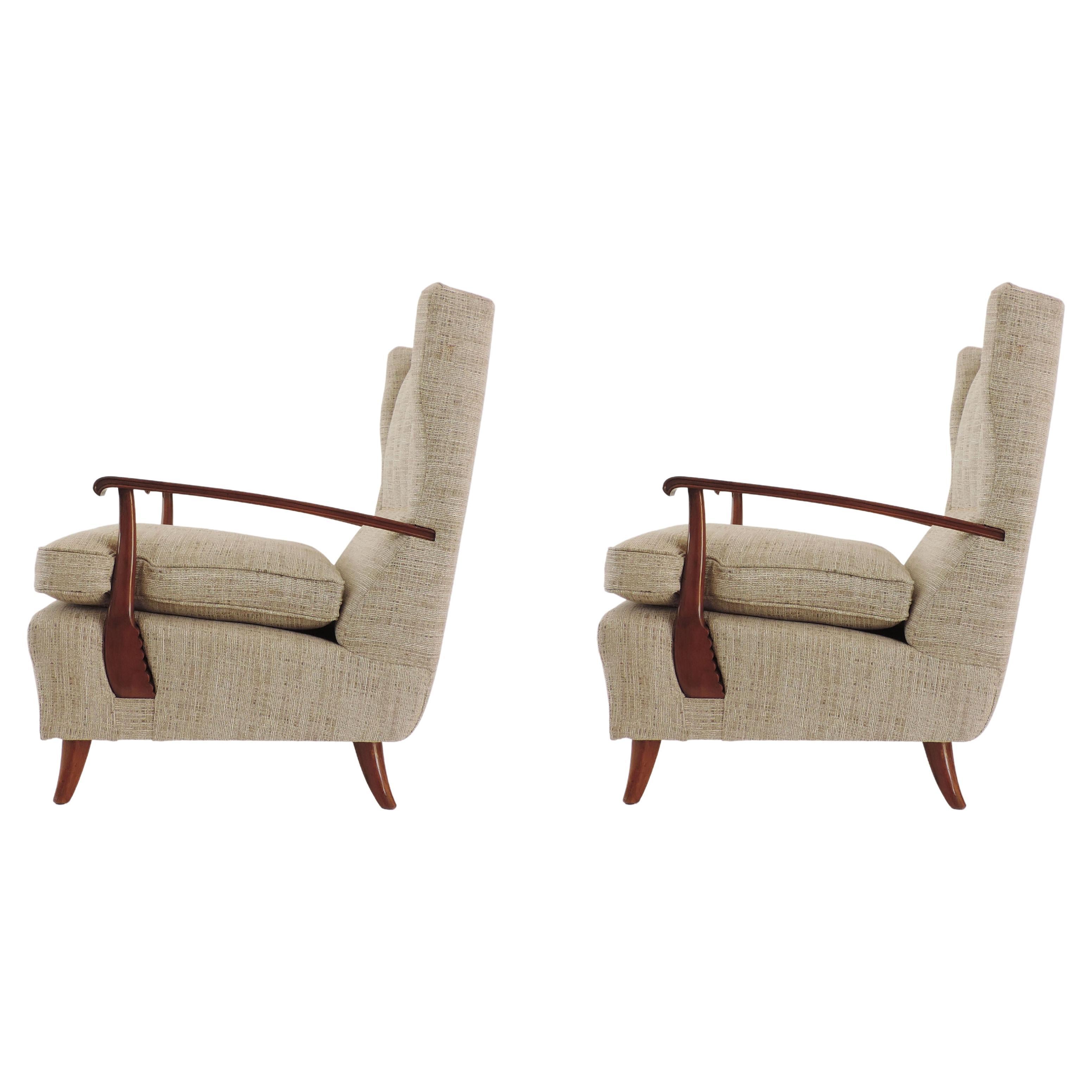 Spectacular Pair of Paolo Buffa Armchairs, Italy, 1940s