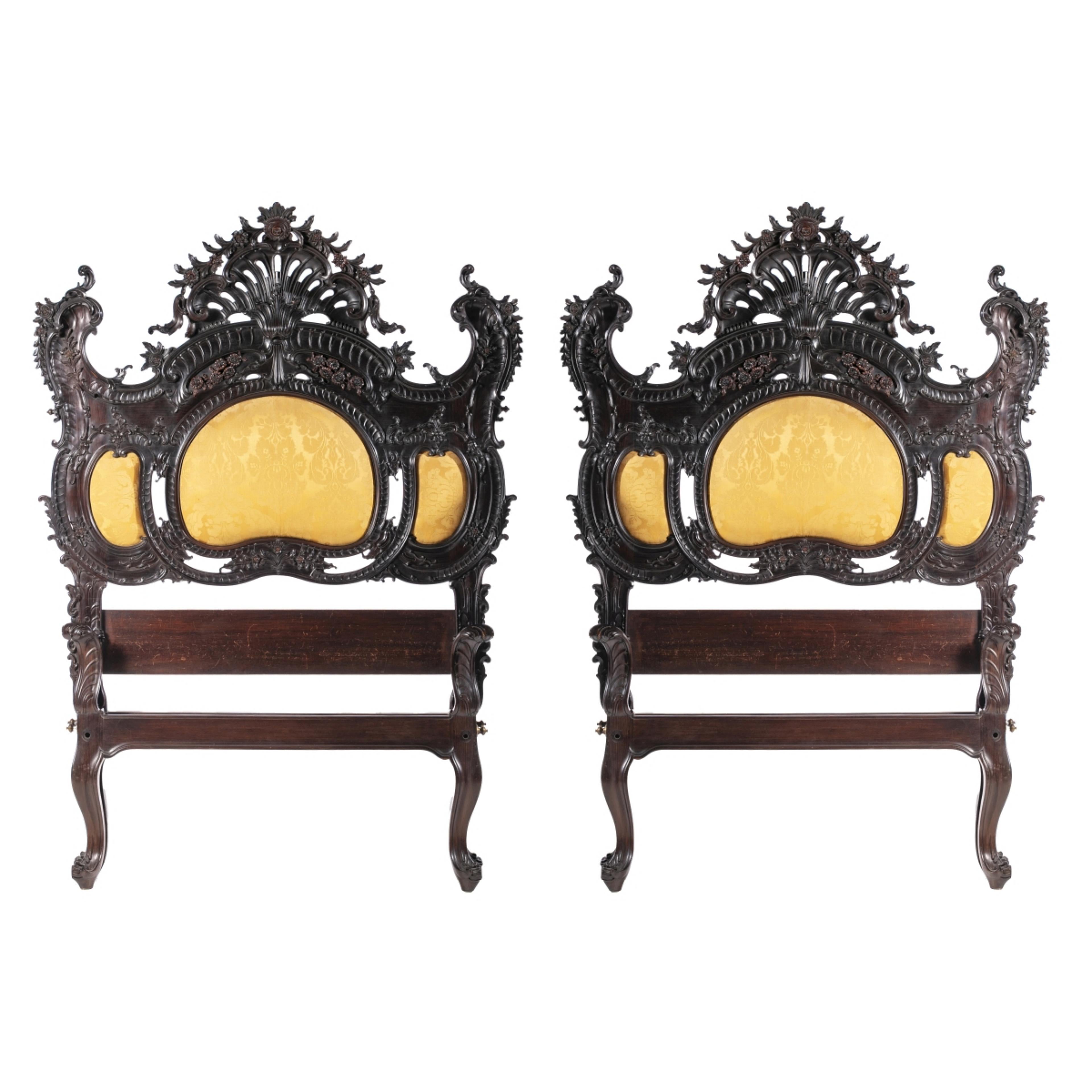 Hand-Crafted SPECTACULAR PAIR OF PORTUGUESE STYLE BEDS early 19th Century For Sale
