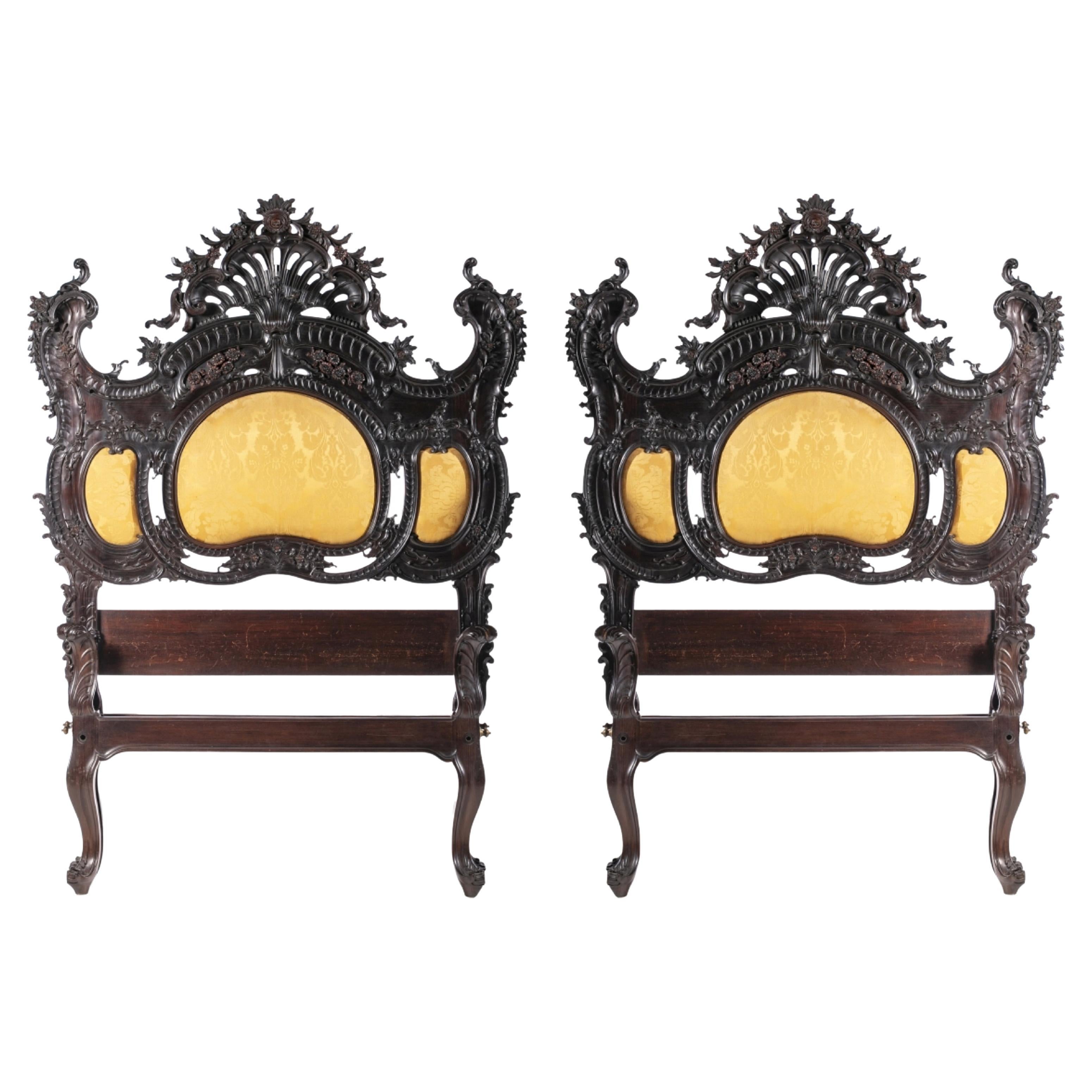 SPECTACULAR PAIR OF PORTUGUESE STYLE BEDS early 19th Century For Sale