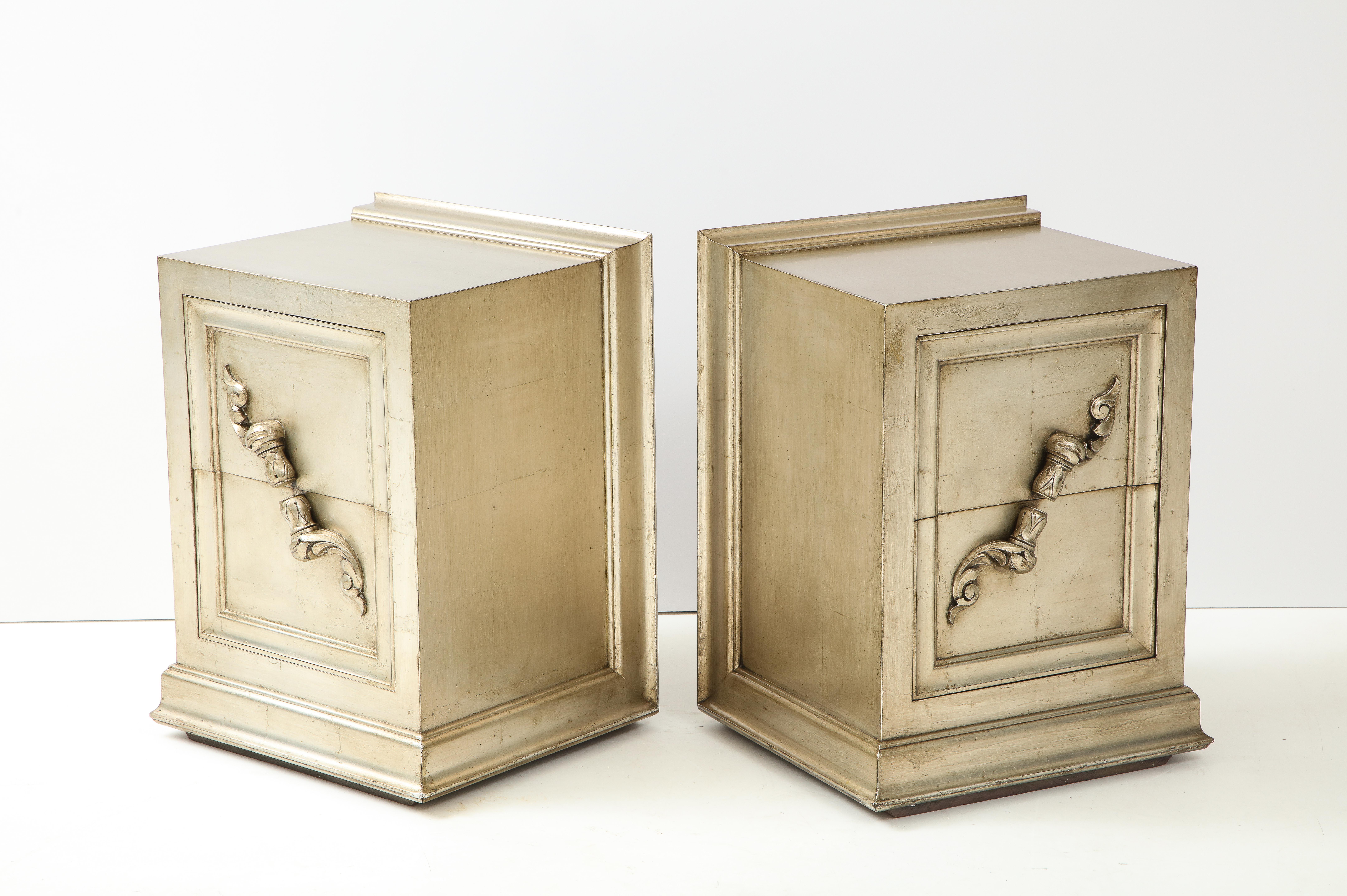 American Spectacular Pair of Rare James Mont Scroll Cabinets For Sale