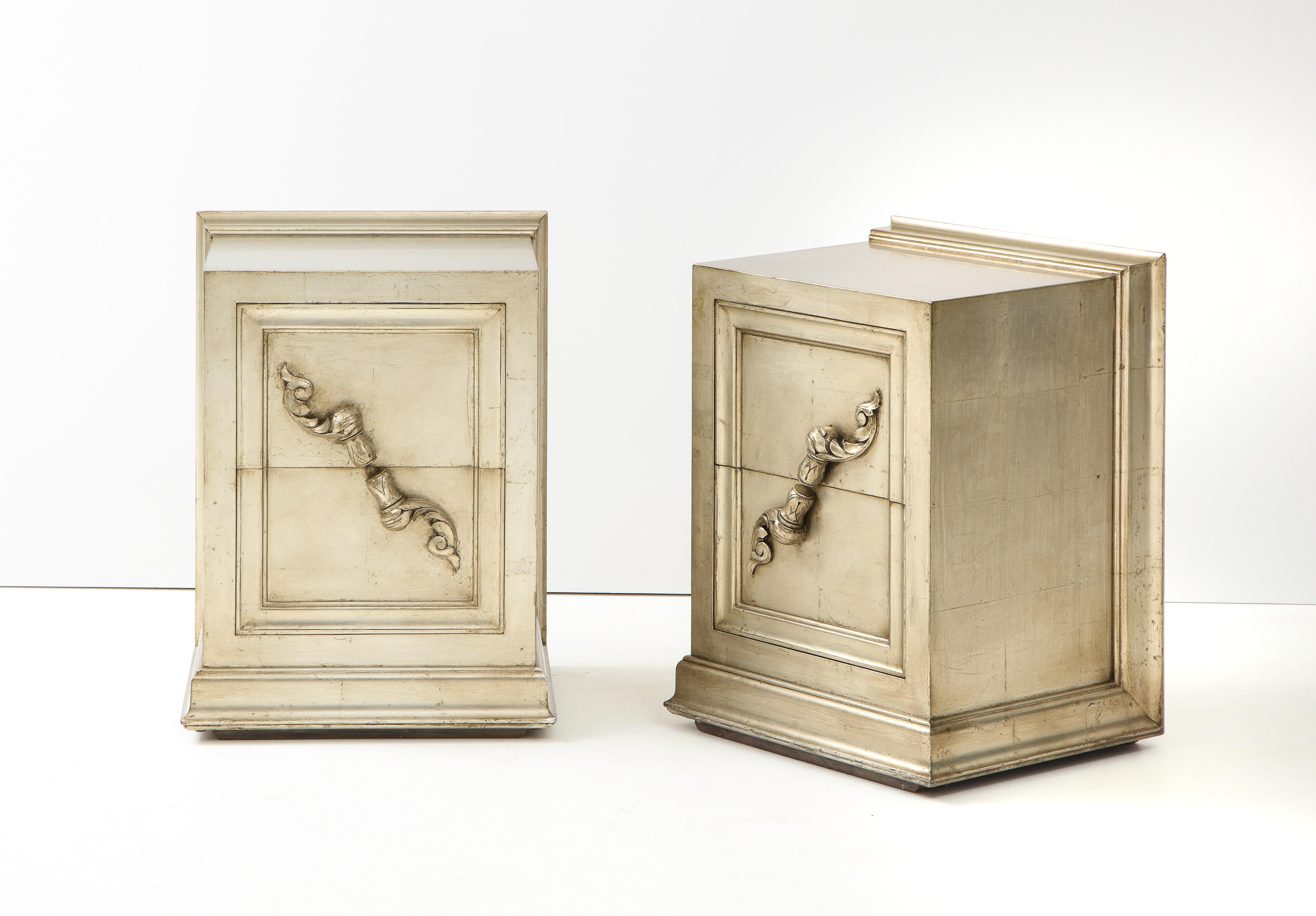 Spectacular Pair of Rare James Mont Scroll Cabinets In Good Condition For Sale In New York, NY