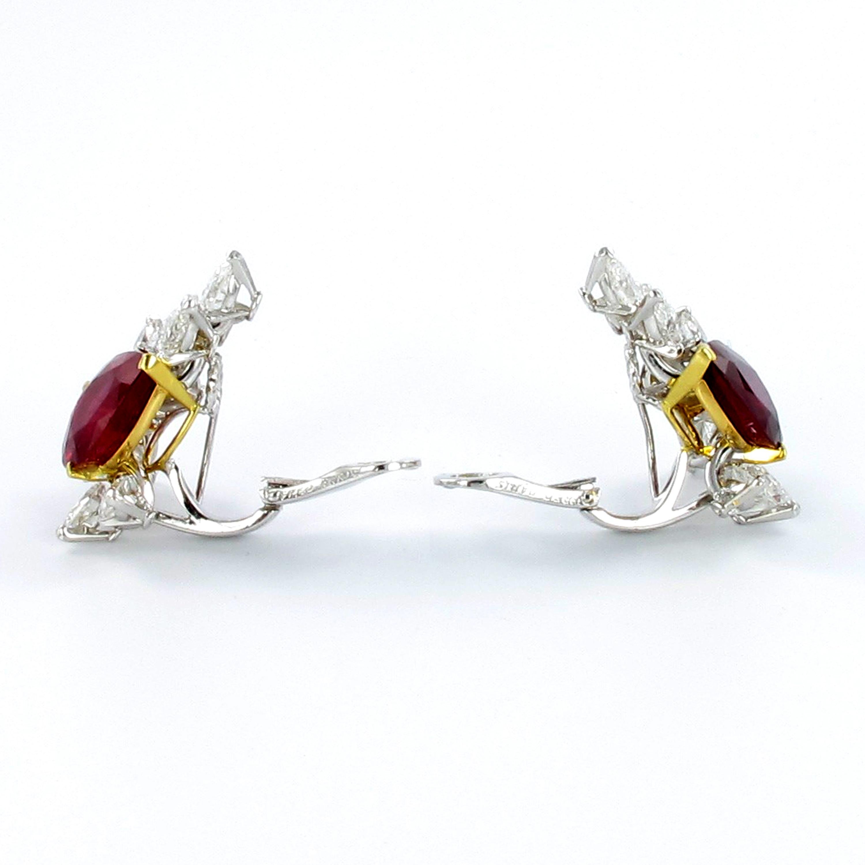 Spectacular Pair of Ruby and Diamond Ear Clips by FRED 1