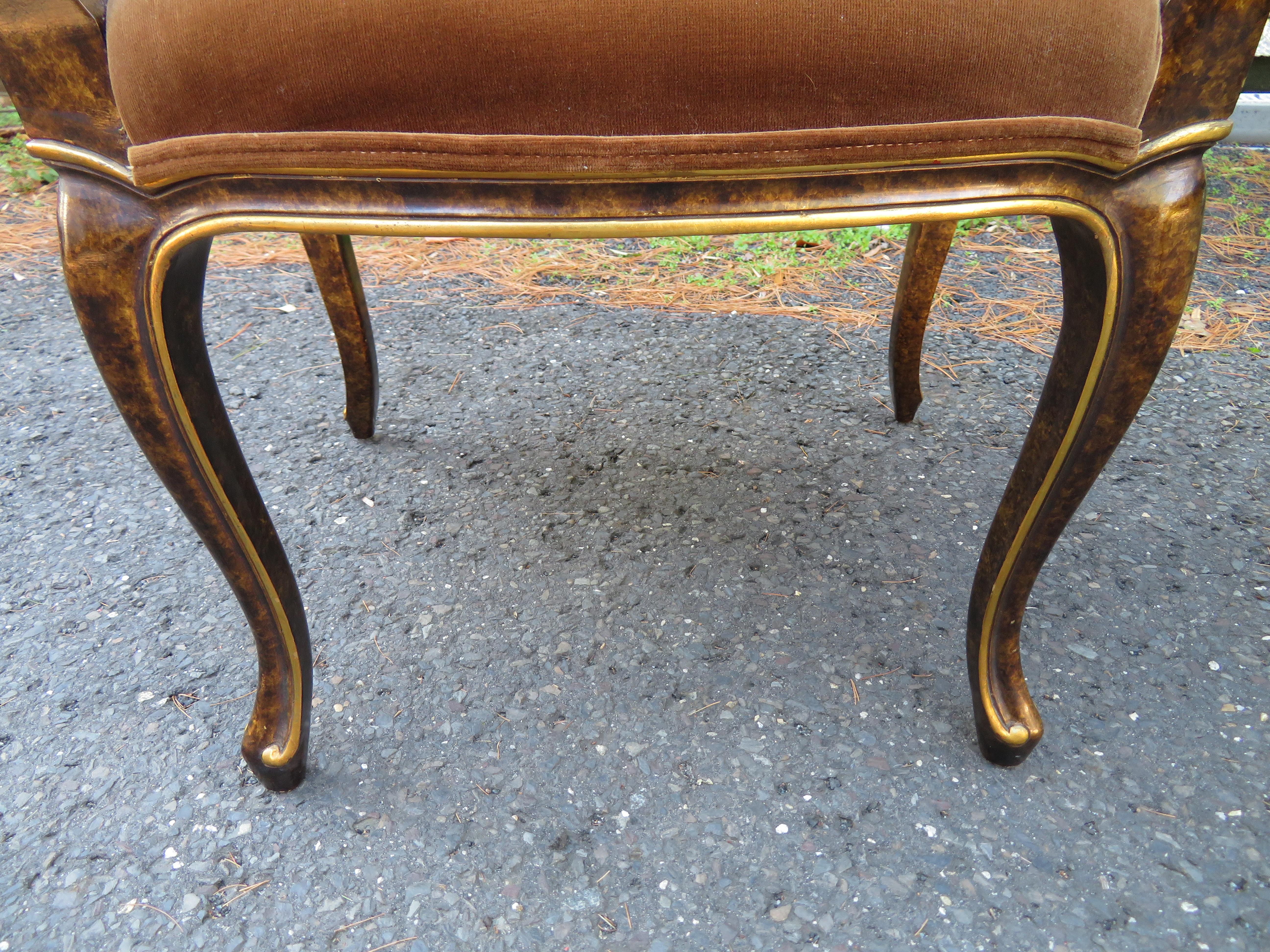 Spectacular Pair Widdicomb Louis XV Fauteuil Chairs Tortoise Shell Caned Back For Sale 3