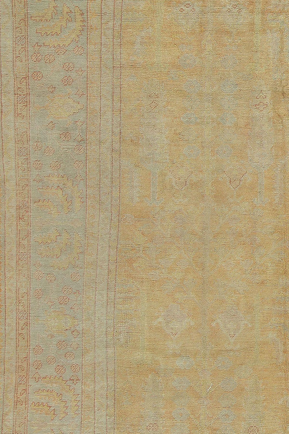 Spectacular Pale Yellow Antique Oushak Rug For Sale 3