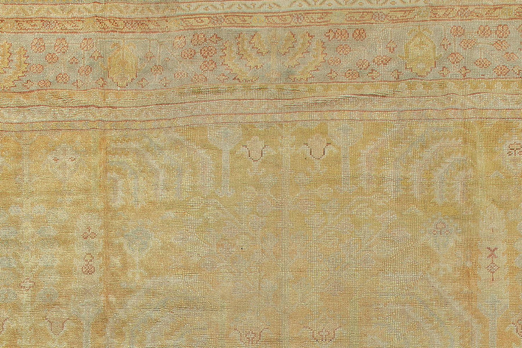 Spectacular Pale Yellow Antique Oushak Rug For Sale 4