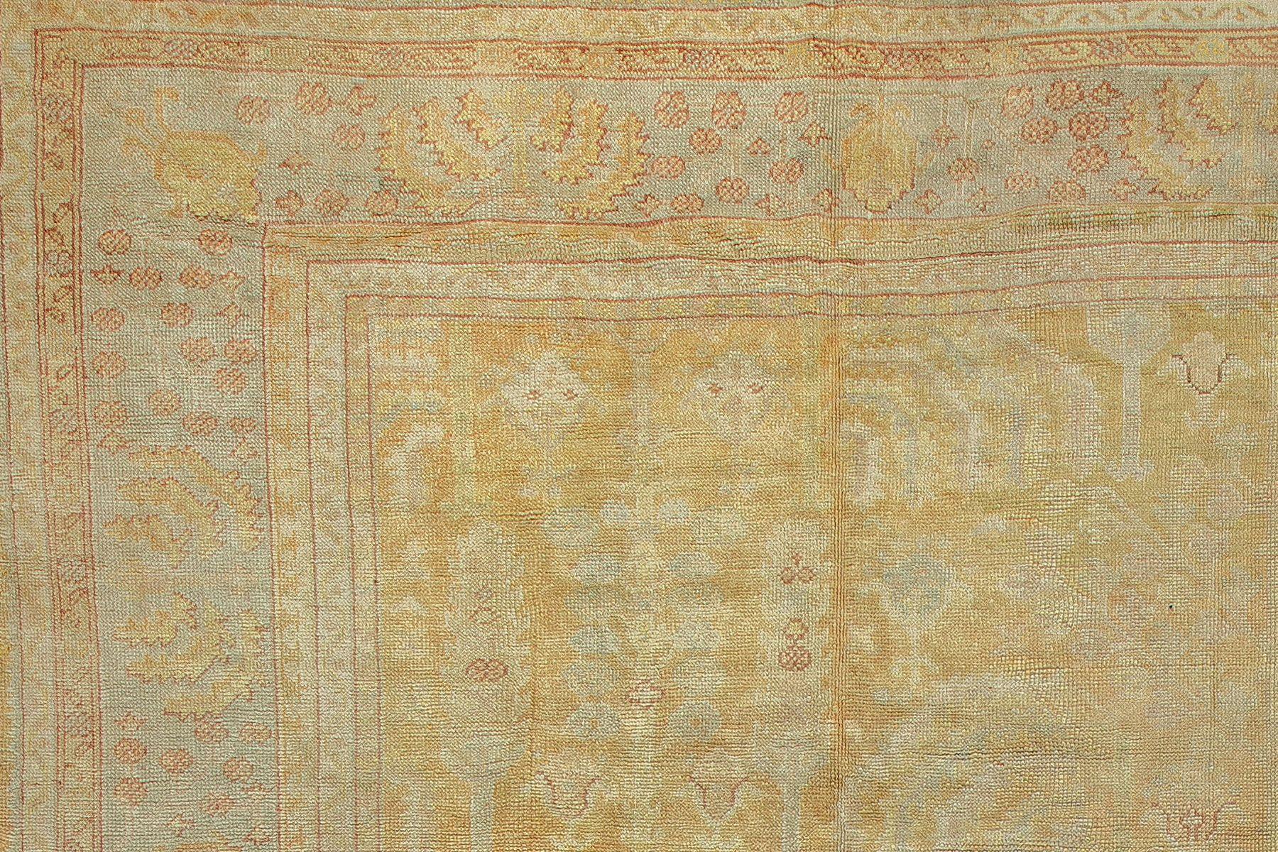 Spectacular Pale Yellow Antique Oushak Rug For Sale 5