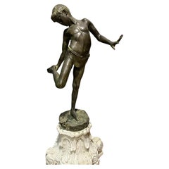 Spectacular Patinated Bronze SCULPTURE "The Child and the Crab" 19th Cent. VIDEO