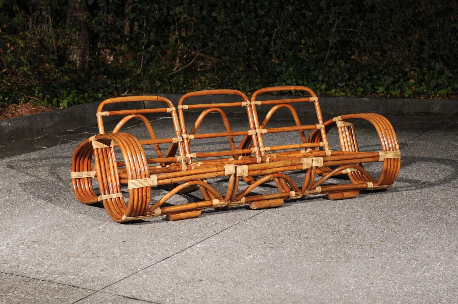 Spectaculaire ensemble de sièges Art Déco à 5 brins en rotin et rotin de style Paul Frankl en vente 4