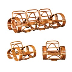 Spectacular Paul Frankl Style Art Deco 5-Strand Rattan and Cane Seating Set