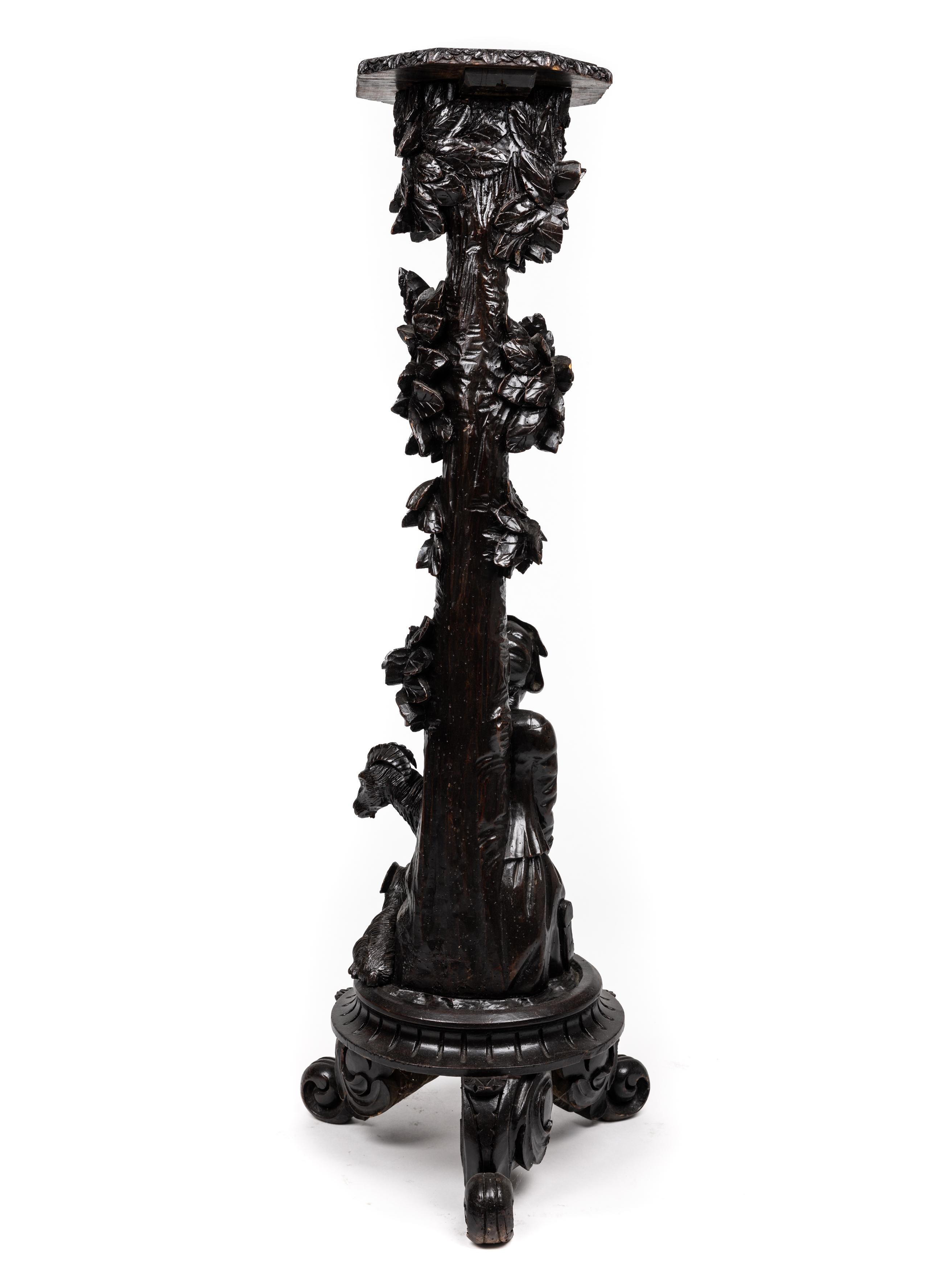 Stunning Pedestal, Pillar, Column, Black Forest, Tramp Art, ~ 1880, Austria For Sale 4