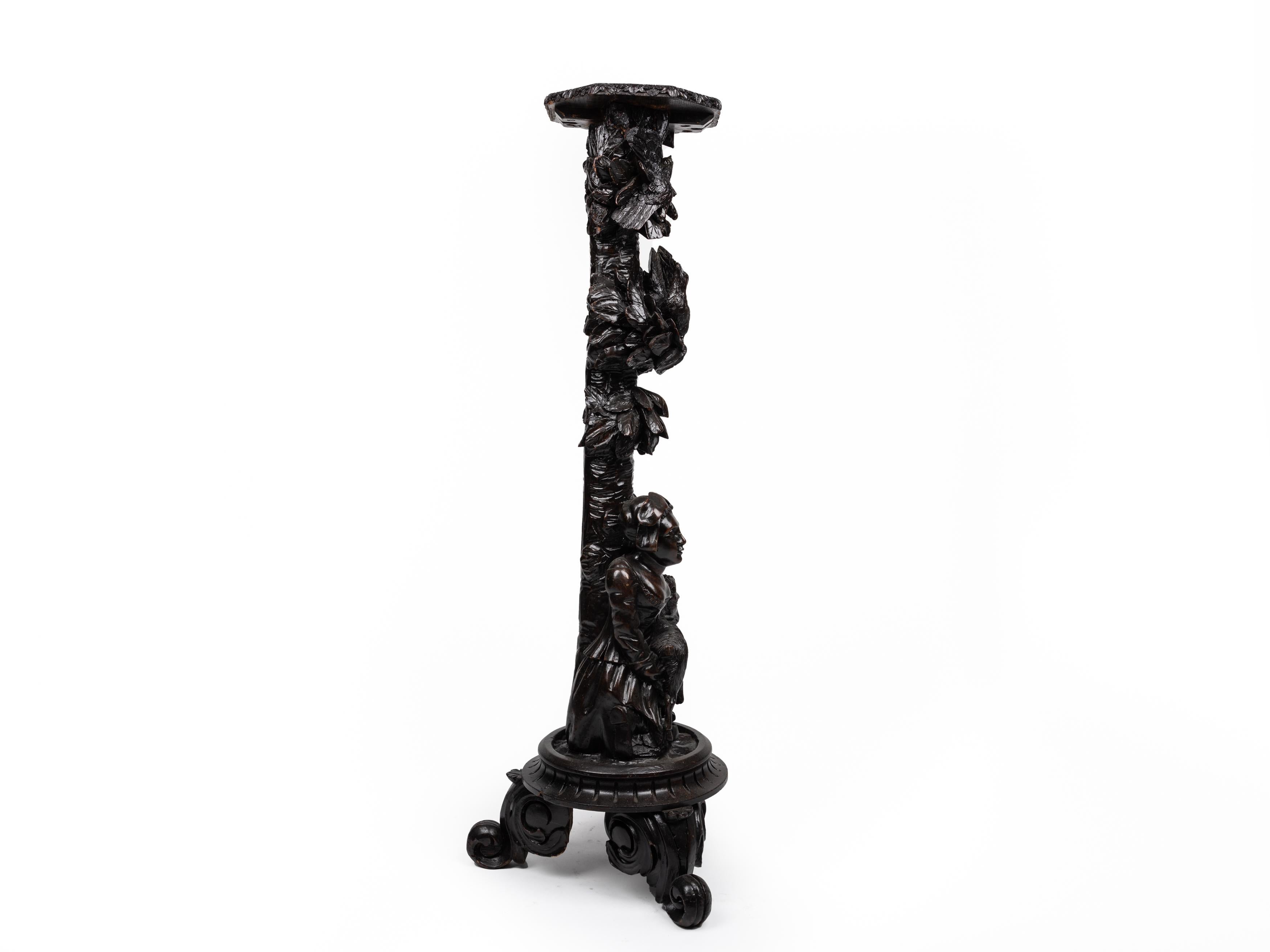 Stunning Pedestal, Pillar, Column, Black Forest, Tramp Art, ~ 1880, Austria For Sale 7