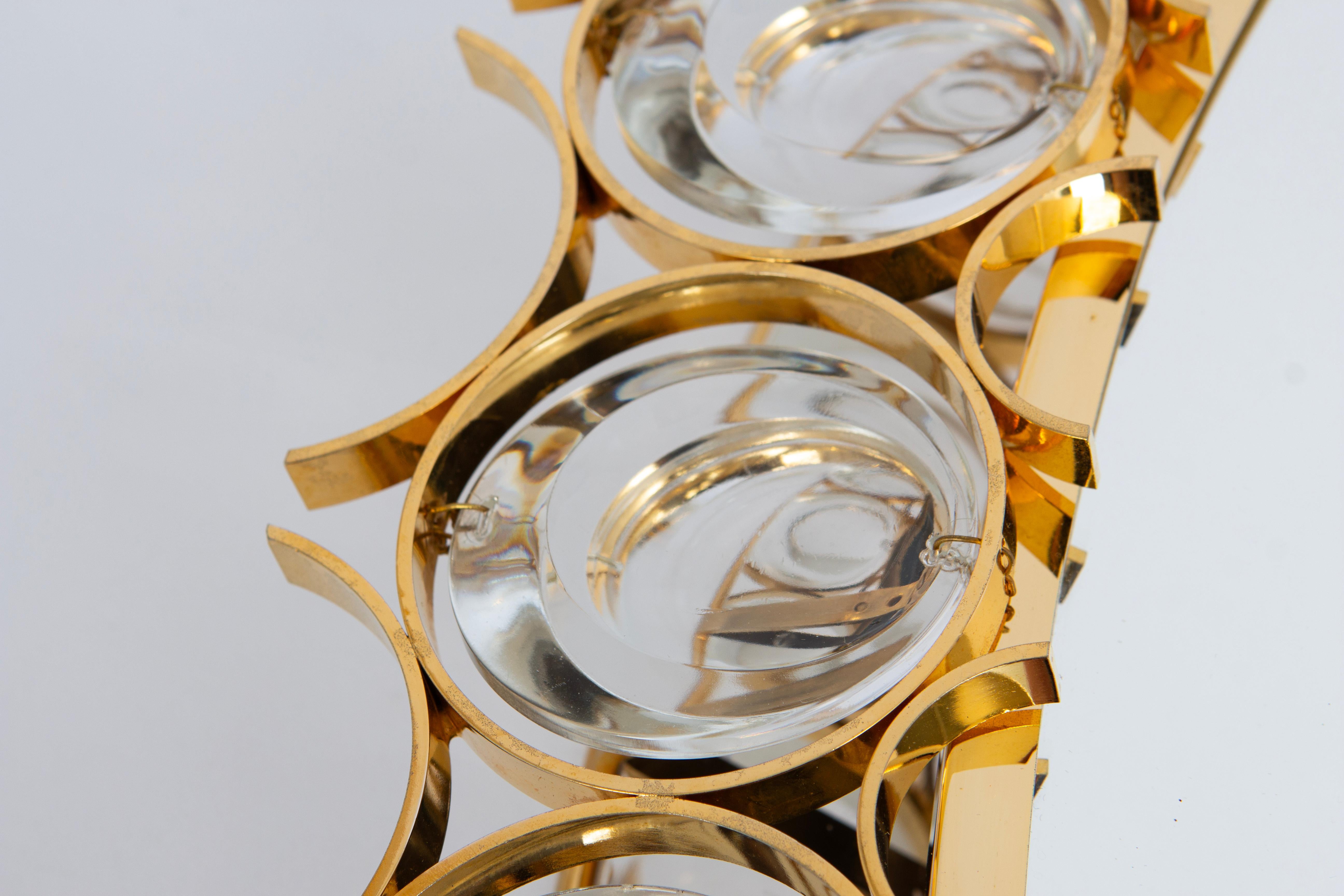 Mid-Century Modern Spectacular petite Backlit Mirror Gilded Brass, Crystal Glass by Palwa, Germany For Sale
