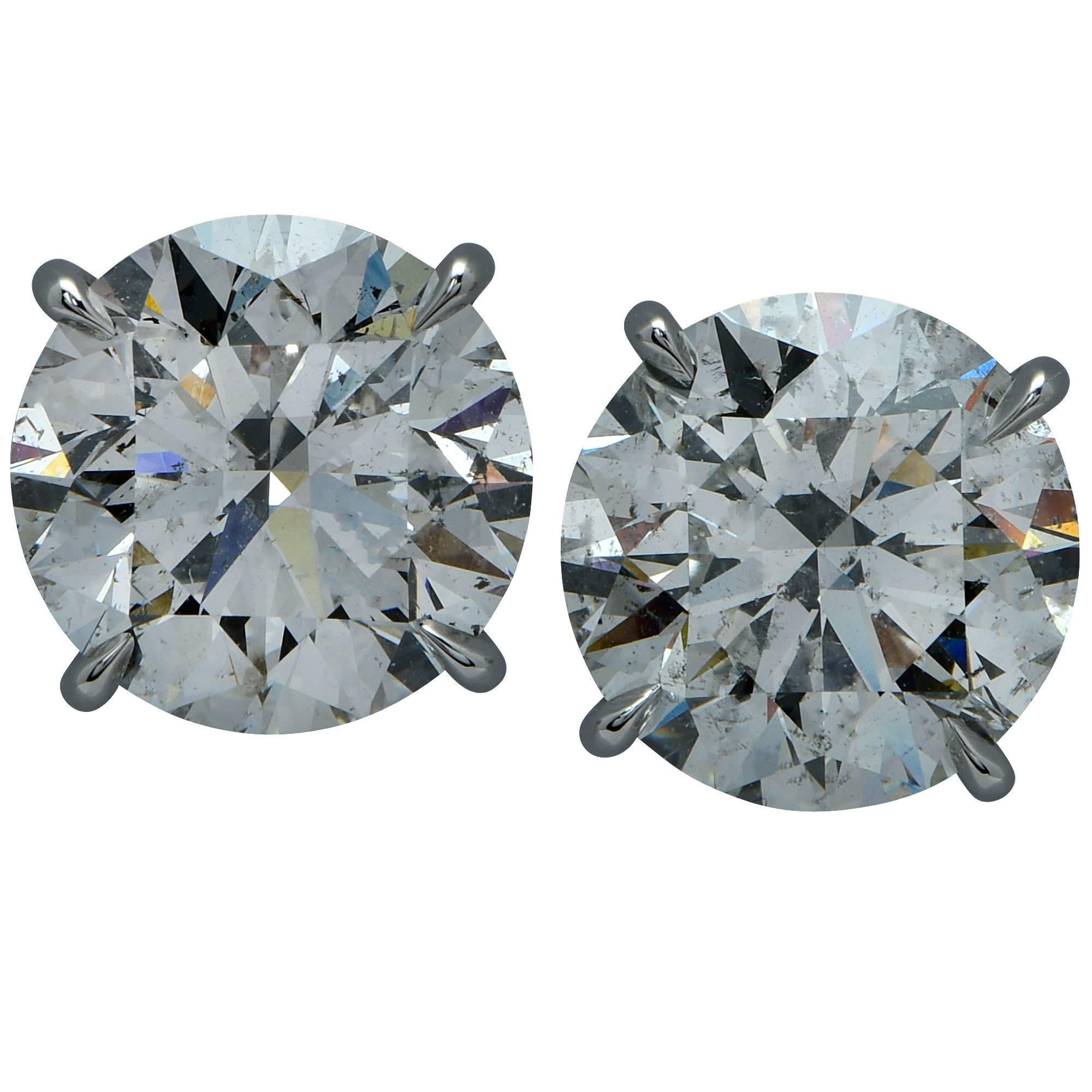 Spectacular 4.82 Carat Diamond Platinum Stud Earrings
