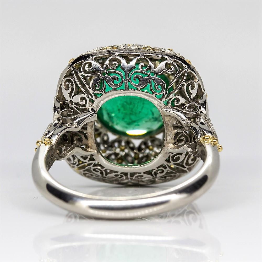 Art Deco Spectacular Platinum Diamonds and GIA Certified Emerald Ring