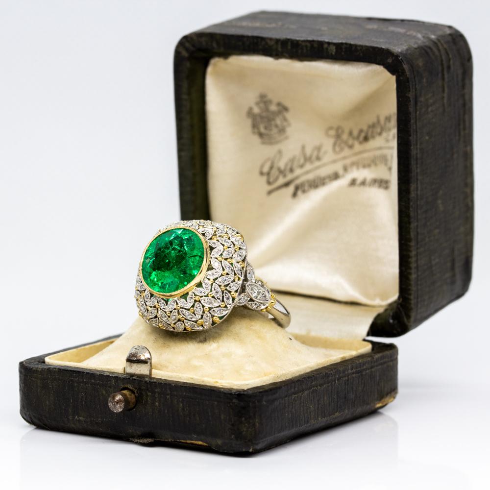 Women's or Men's Spectacular Platinum Diamonds and GIA Certified Emerald Ring
