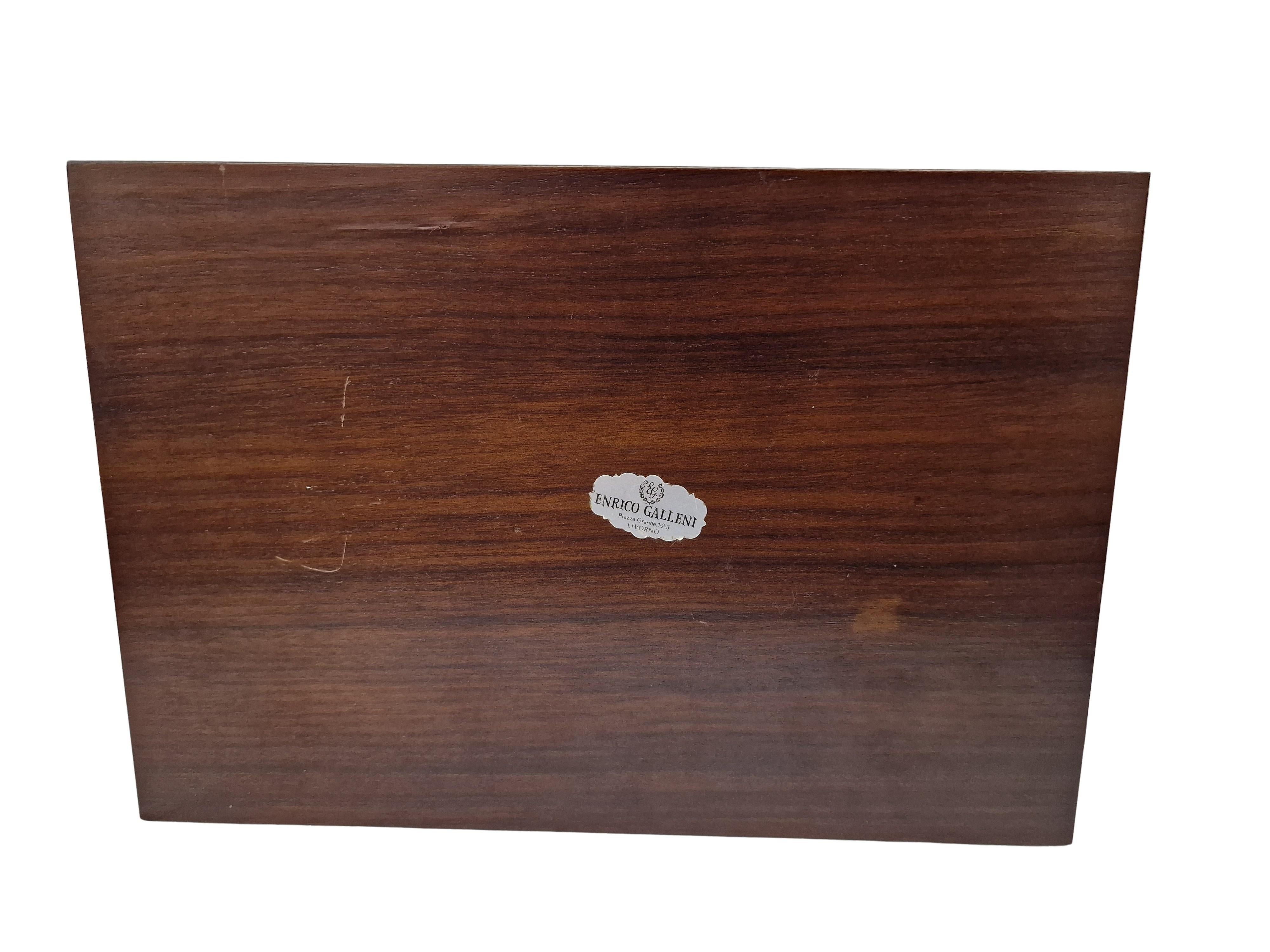 Spectaculaire boîte de jeu de bridge, en bois et argent, Ottaviani, années 1960, Italie en vente 2