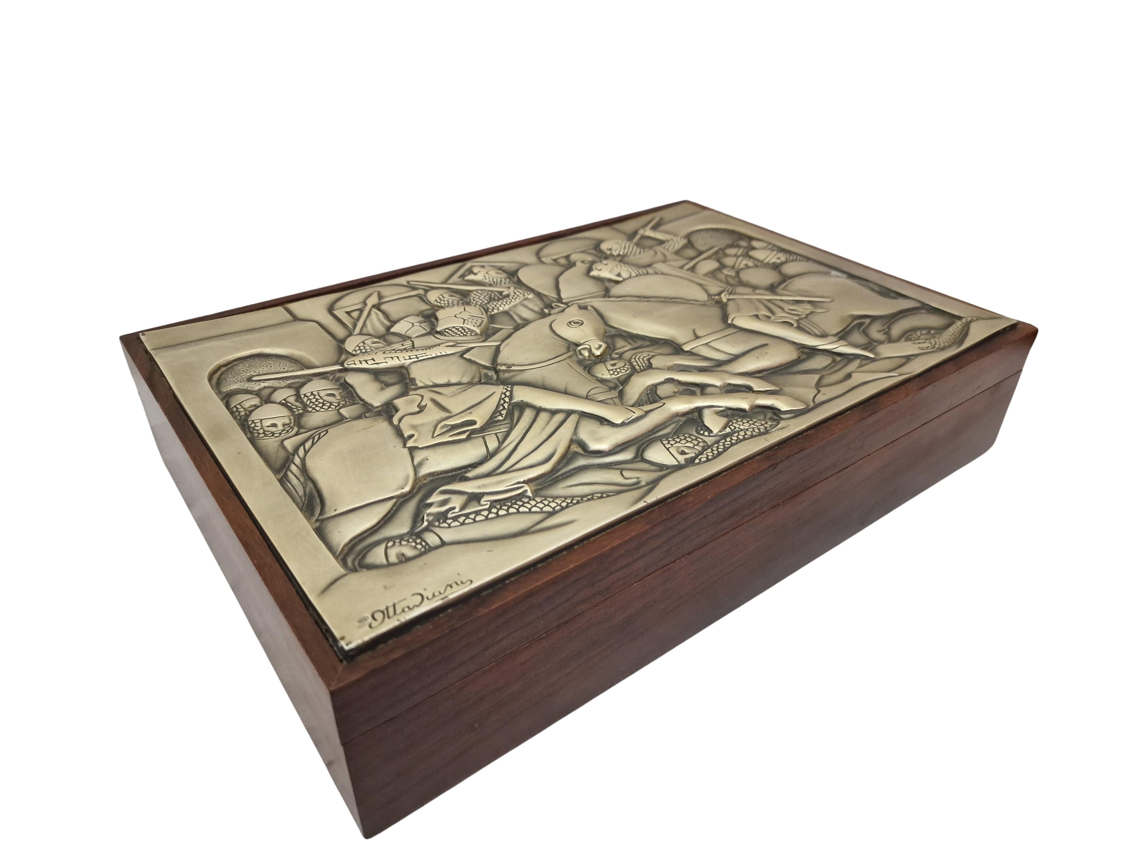 Spectaculaire boîte de jeu de bridge, en bois et argent, Ottaviani, années 1960, Italie en vente 3