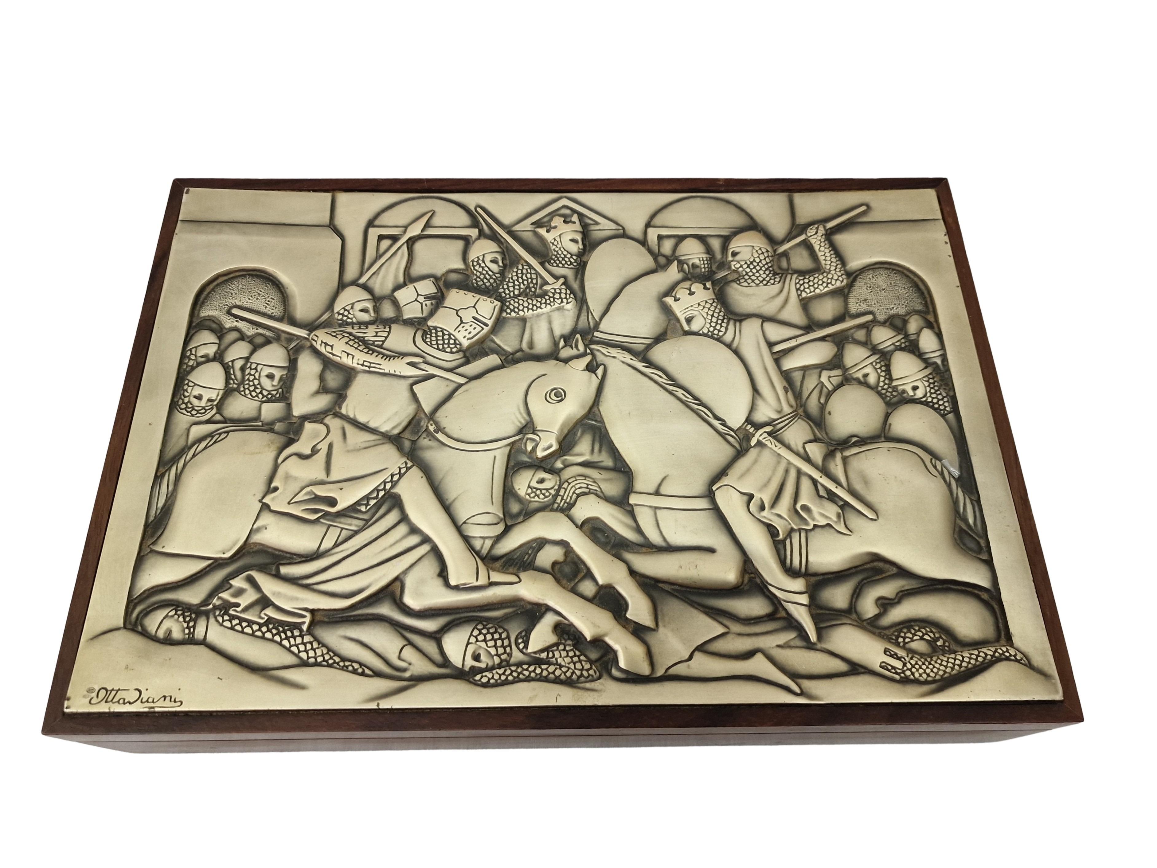 Spectaculaire boîte de jeu de bridge, en bois et argent, Ottaviani, années 1960, Italie en vente 4