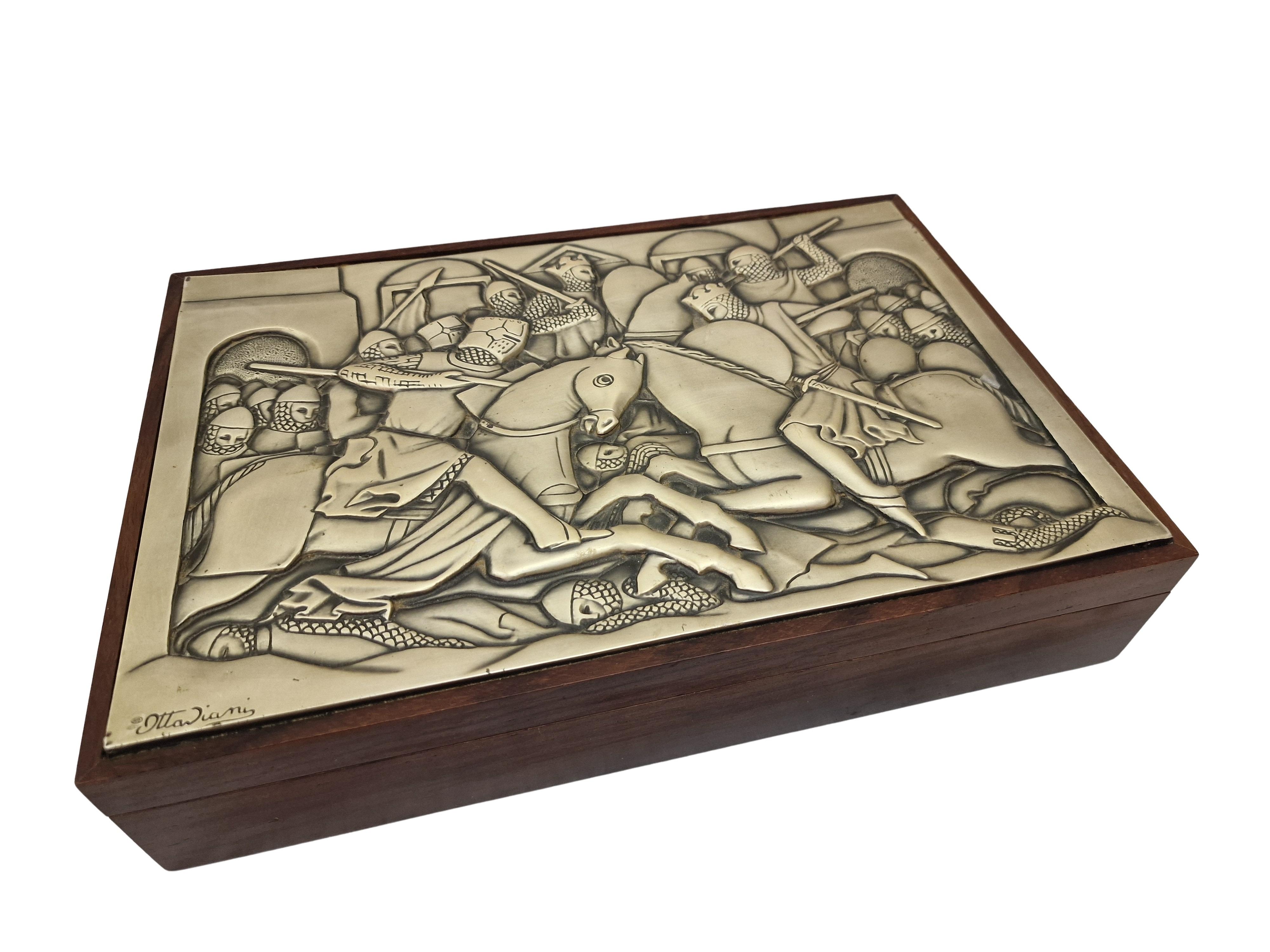 Fait main Spectaculaire boîte de jeu de bridge, en bois et argent, Ottaviani, années 1960, Italie en vente