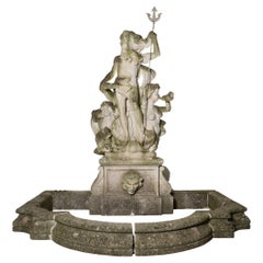 Fontaine spectaculaire en pierre de Portland, statue de Neptune / Poséidon