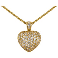 Spectacular Quality French 2.80 Carat Diamond Heat Pendant Chain