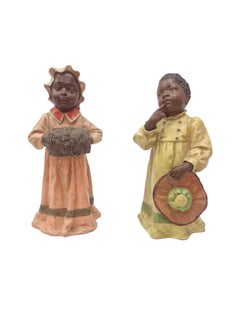 Spectacular rare pair of kids, Goldscheider 1900 Jugendstil Art Nouveau, Austria