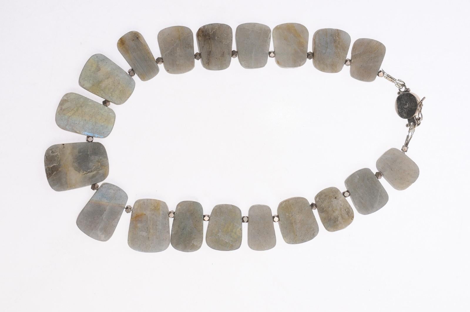 Spectacular Raw Labradorite Beaded Necklace For Sale 4