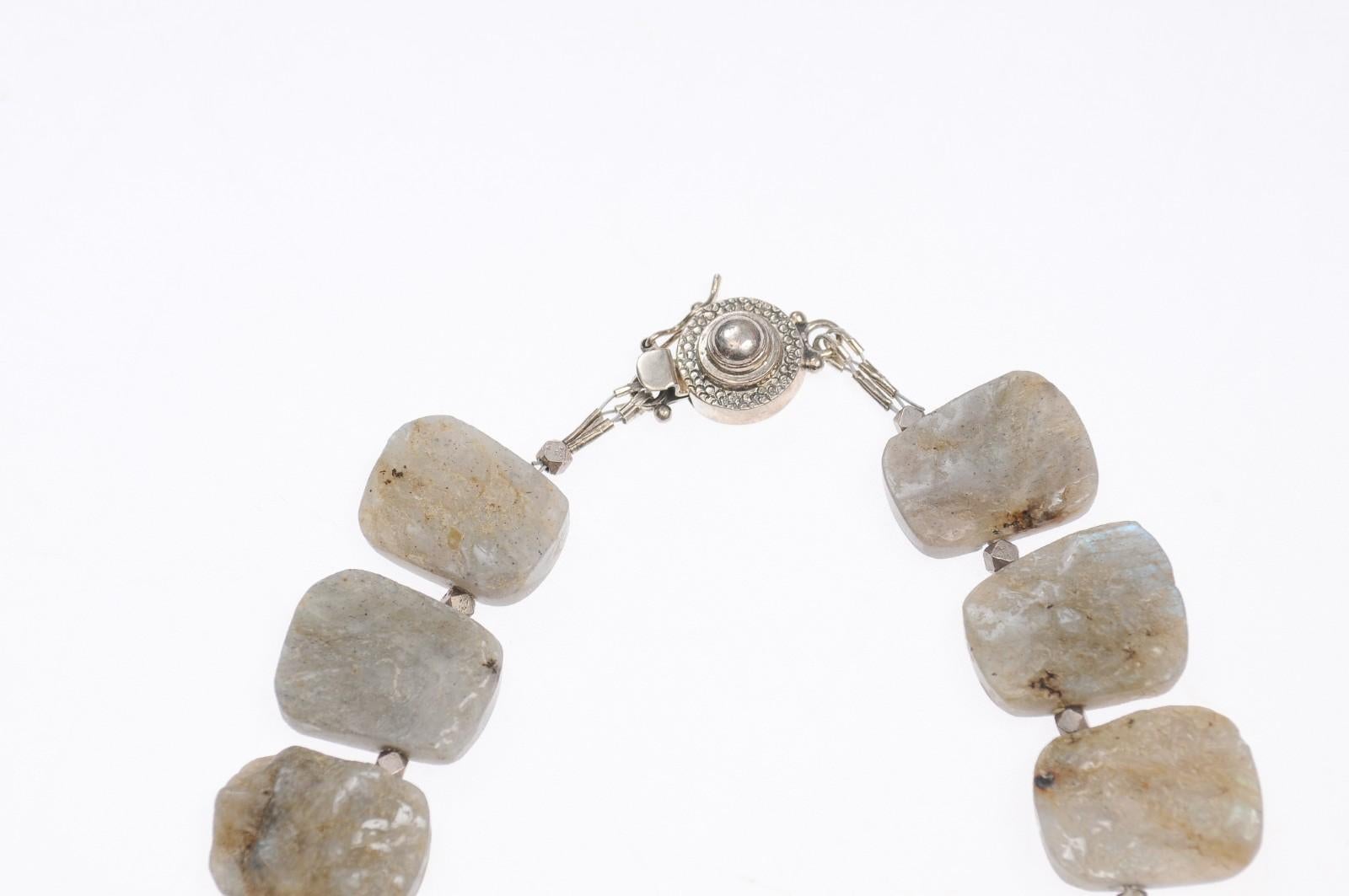 Spectacular Raw Labradorite Beaded Necklace In Excellent Condition For Sale In Atlanta, GA