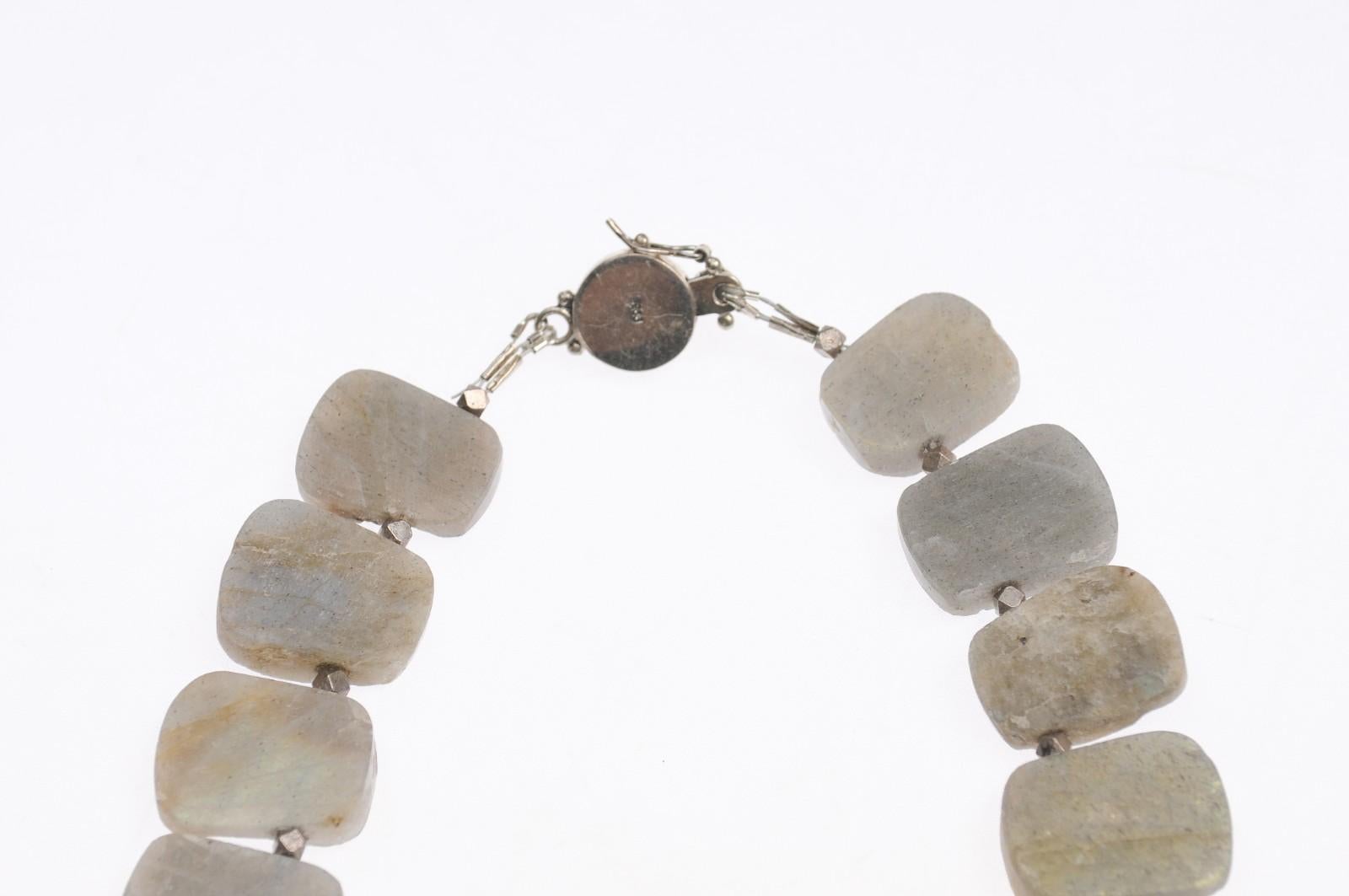 Spectacular Raw Labradorite Beaded Necklace For Sale 1