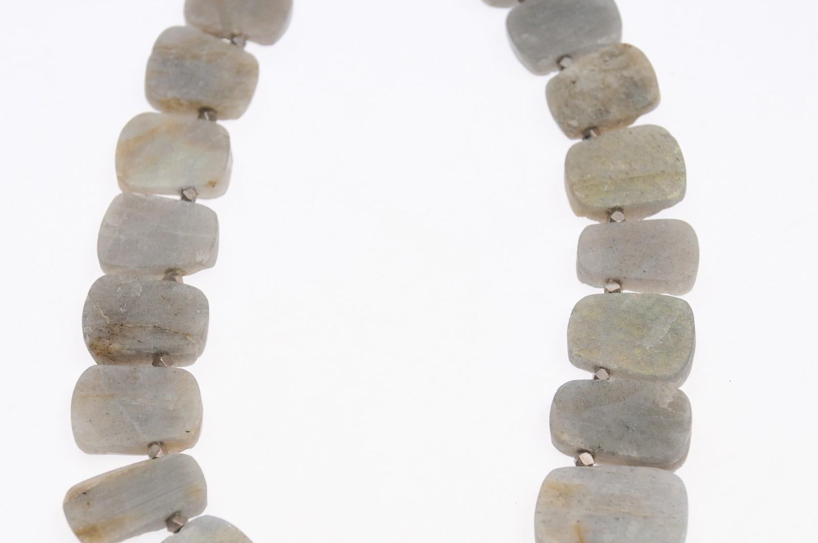 Spectacular Raw Labradorite Beaded Necklace For Sale 2