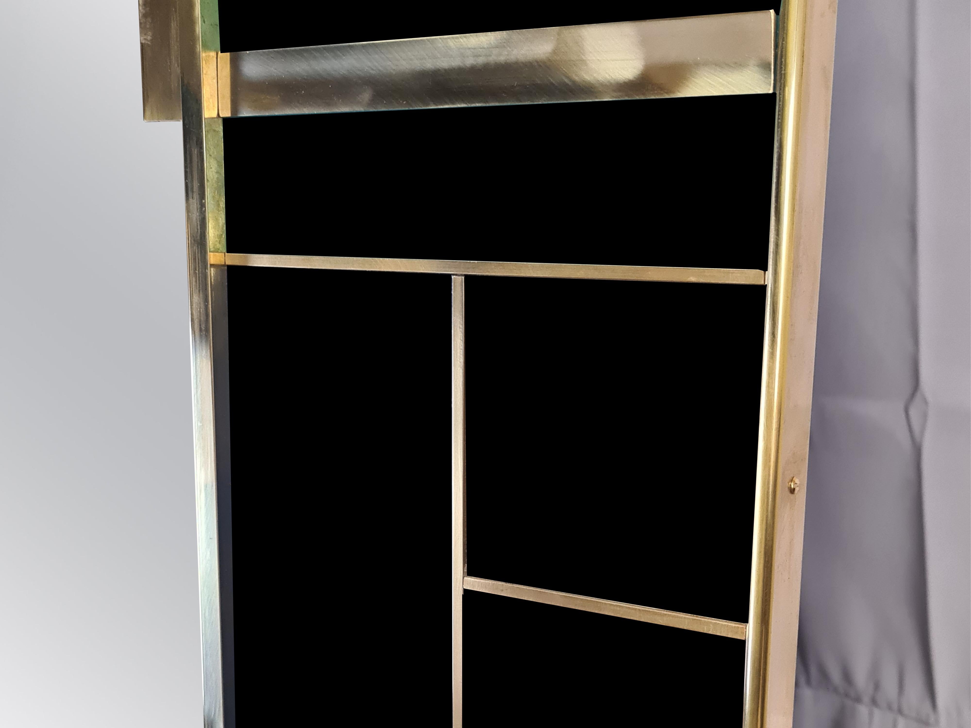 Moderno Spectacular Rectangular Brass and Black Murano Glass Wall Mirror, Made in Italy in vendita