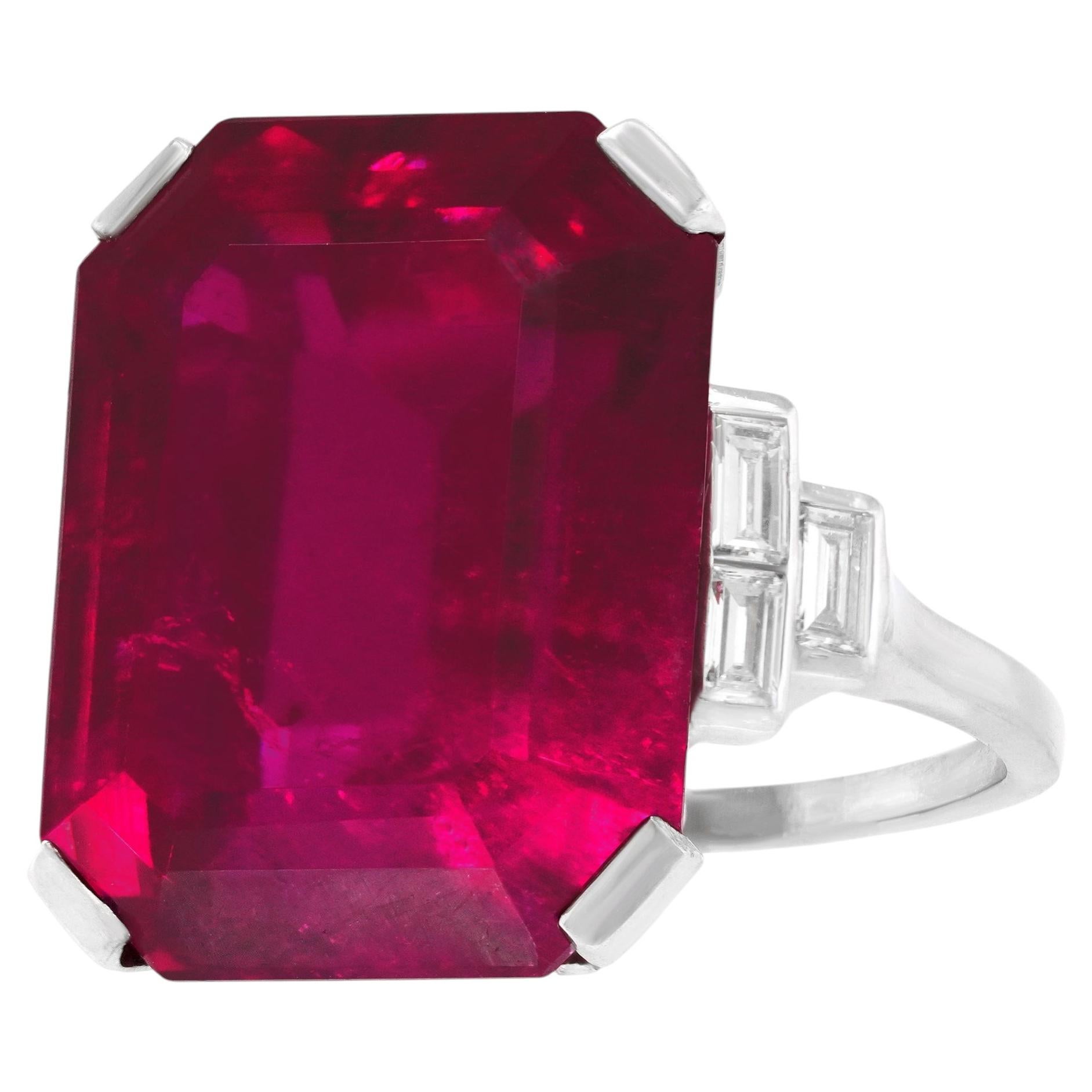 Spectacular Red Tourmaline & Diamond Ring