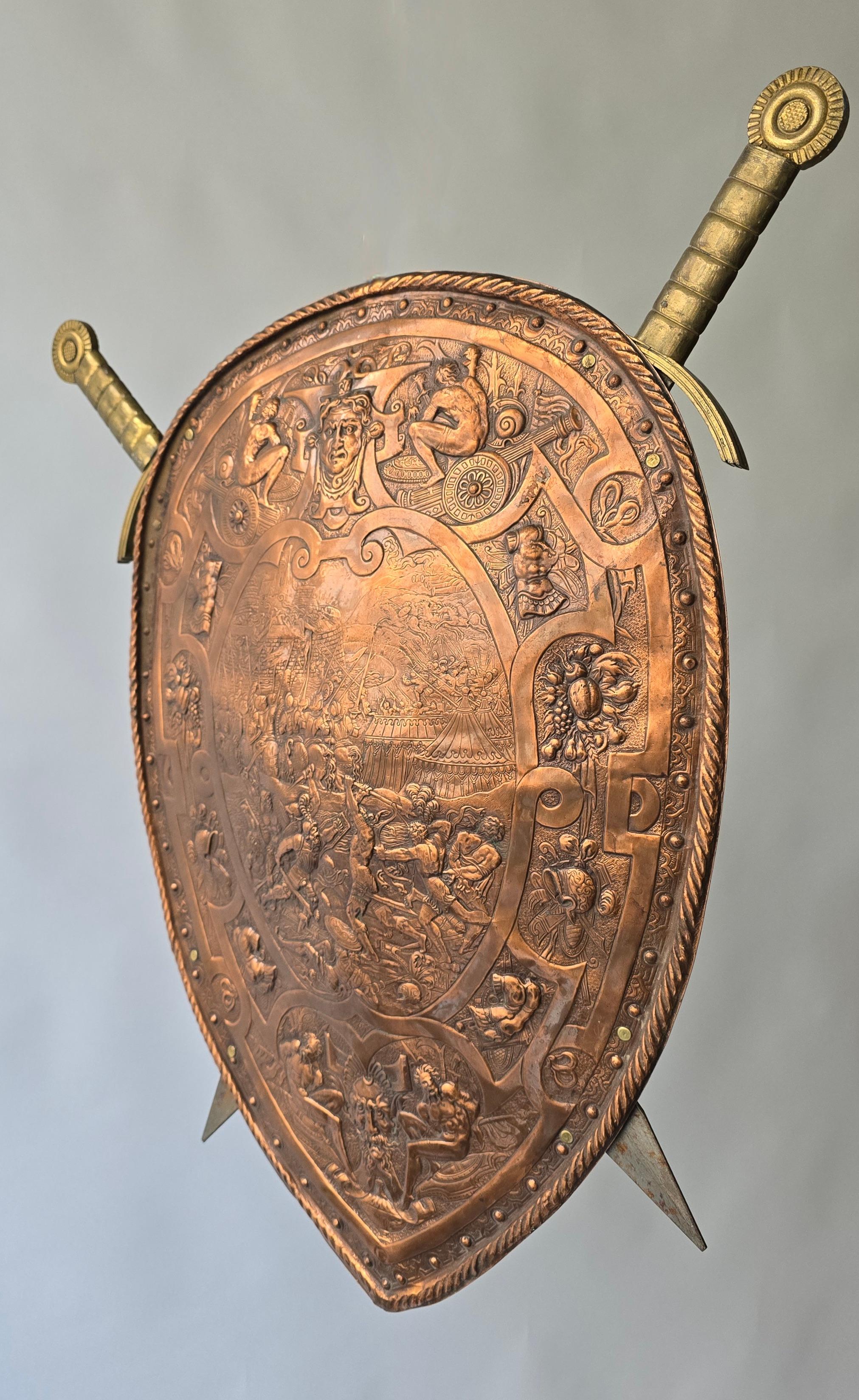 Spettacolare replica dello scudo da parata di Re Enrico II con due spade

Aggiungi un accento reale e storico ai tuoi interni con questa bellissima replica dello scudo da parata del re Enrico II di Francia (1519-1559). Questo capolavoro, realizzato
