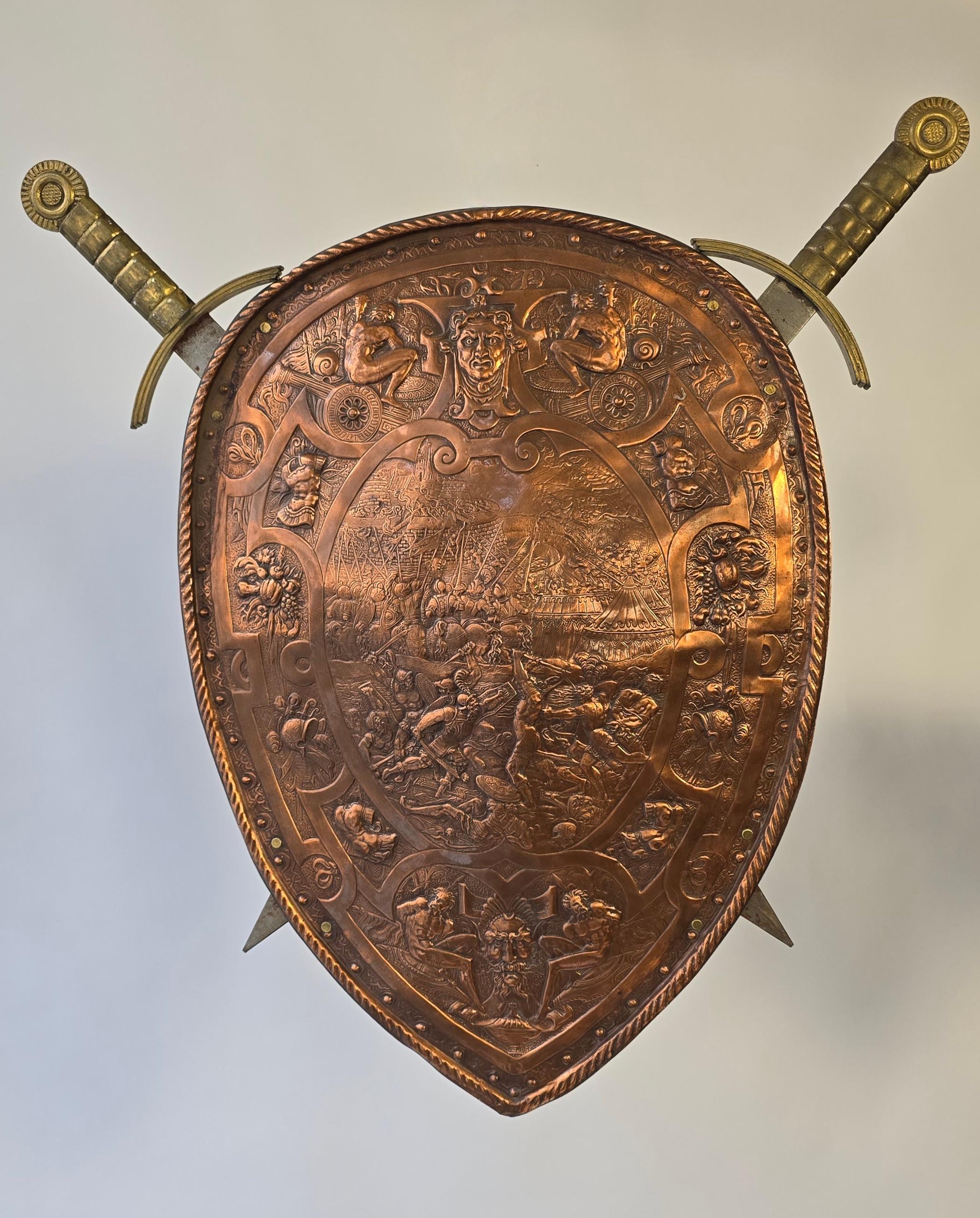 XIX secolo Spettacolare replica dello stemma di Re Enrico II con due spade in vendita