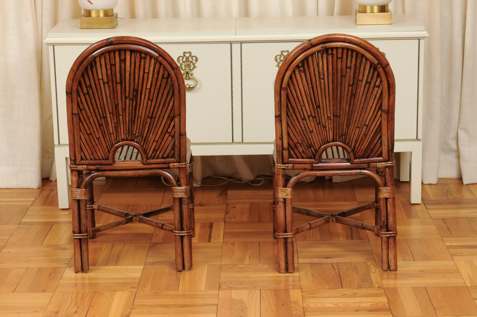 Spectacular Restored Set of 12 Rattan and Bamboo Dining Chairs, circa 1975 4