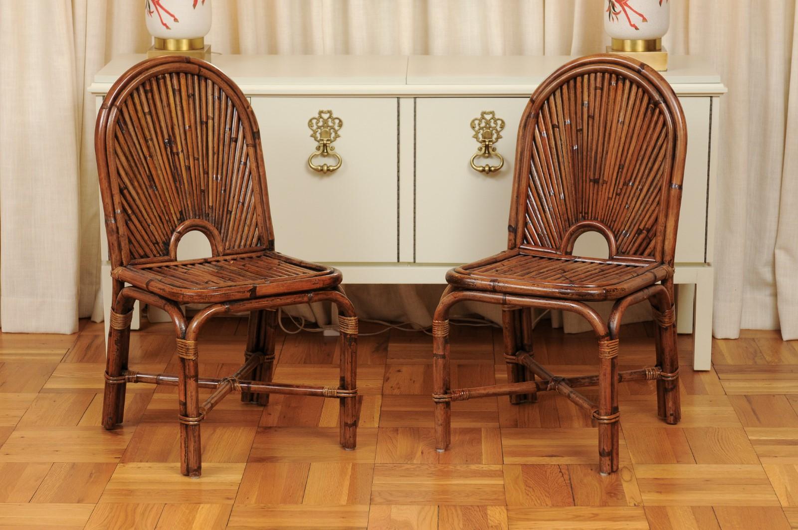 Spectacular Restored Set of 12 Rattan and Bamboo Dining Chairs, circa 1975 13