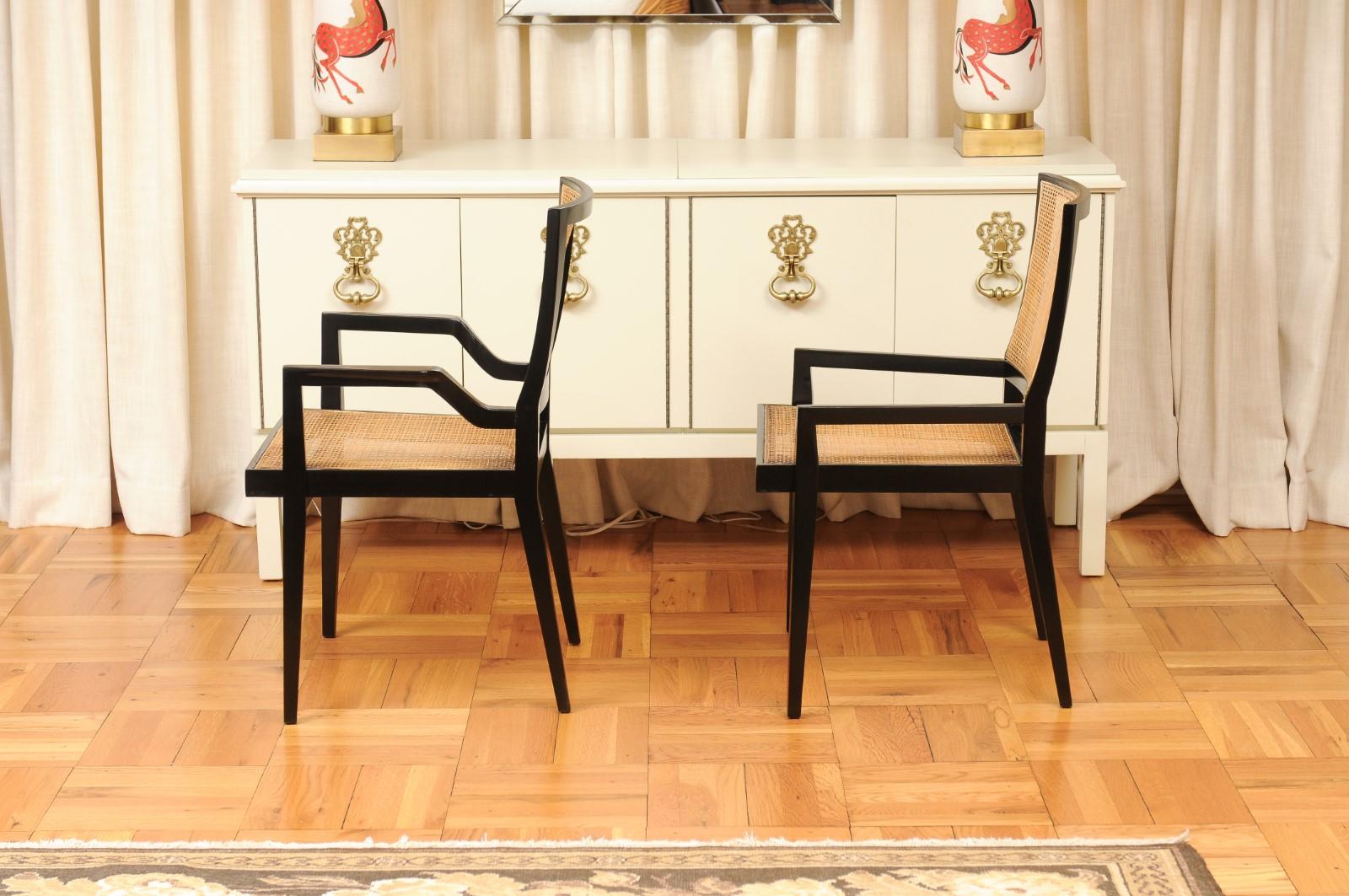 Spectacular Restored Set of 14 Sleek Double Cane Dining Chairs by Michael Taylor For Sale 4