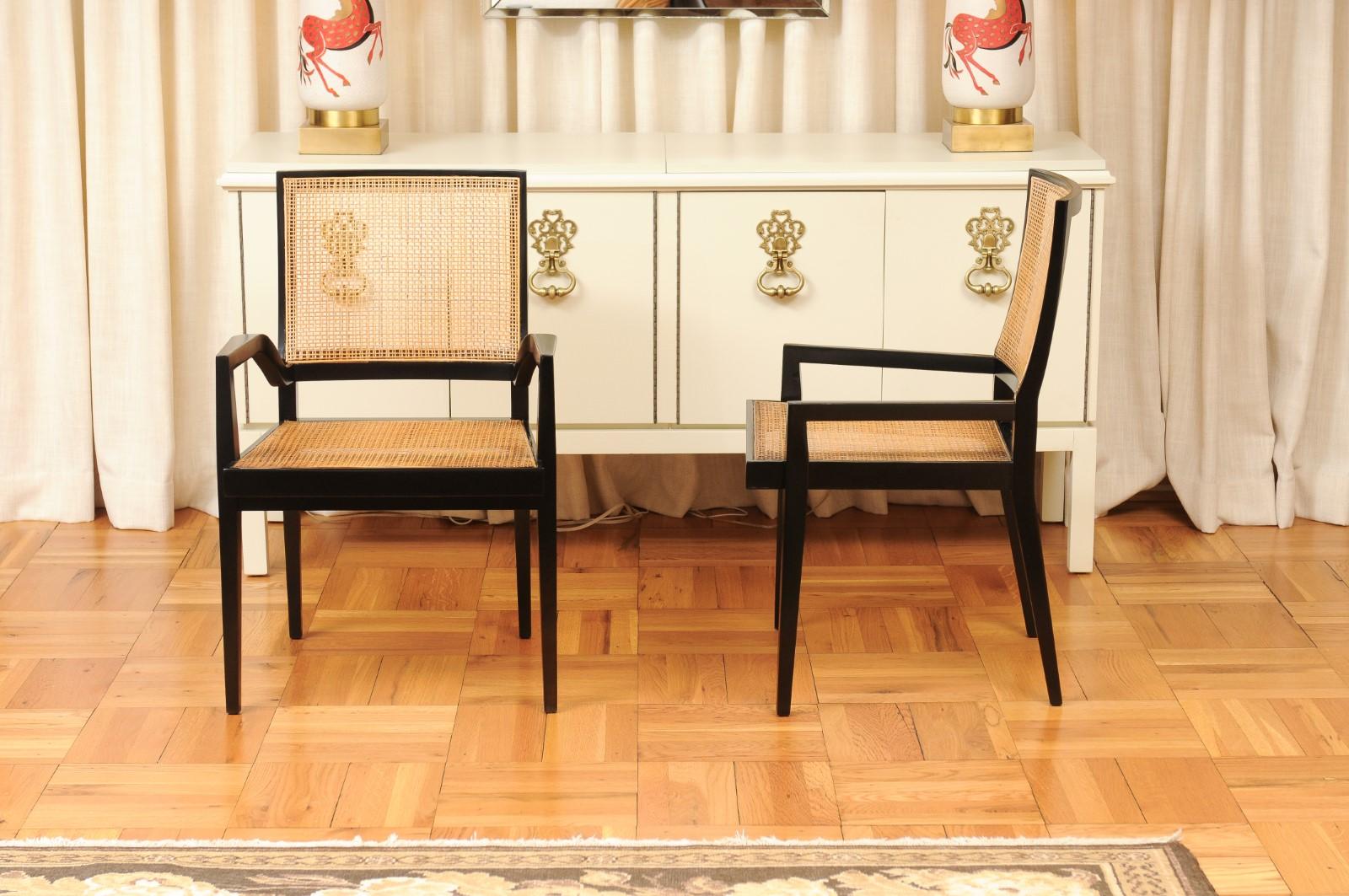 Spectacular Restored Set of 14 Sleek Double Cane Dining Chairs by Michael Taylor For Sale 5
