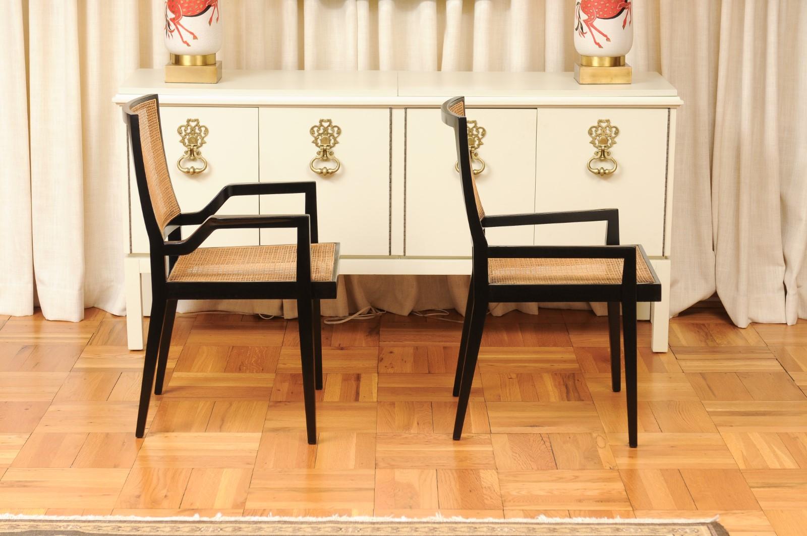 Mid-20th Century Spectacular Restored Set of 14 Sleek Double Cane Dining Chairs by Michael Taylor For Sale