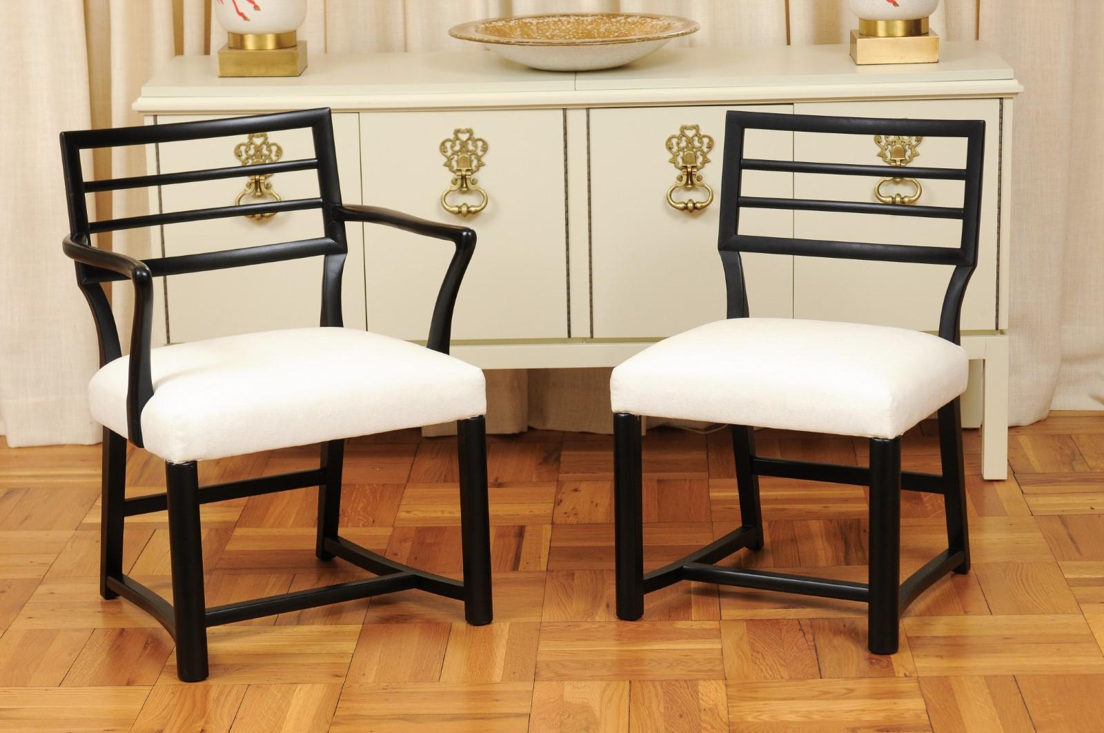 Espectacular juego restaurado de 8 sillas de comedor modernas de Michael Taylor, hacia 1957 en venta 5