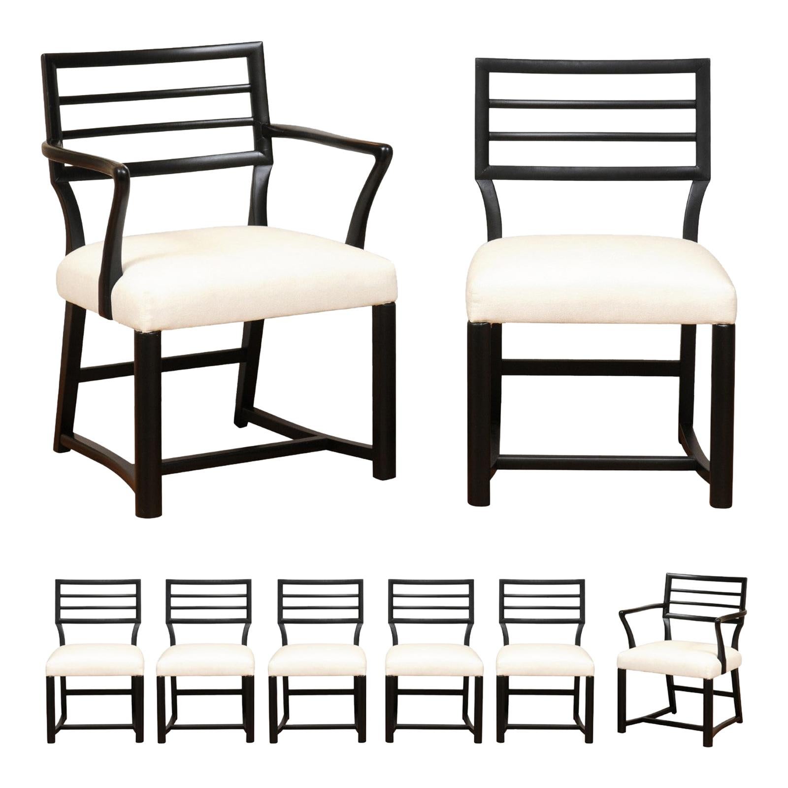 Spectacular Restored Set of 8 Modern Dining Chairs by Michael Taylor, circa 1957 For Sale